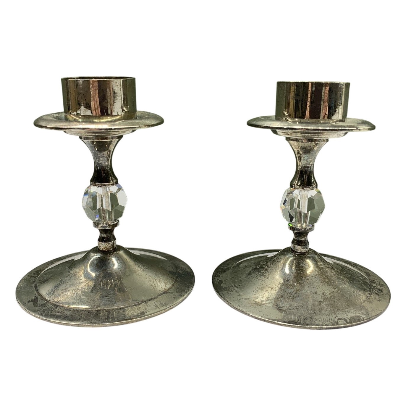 Ljusstakar 2 st Paret Ljusstake i Vitmetall med Prisma Retro design Vintage