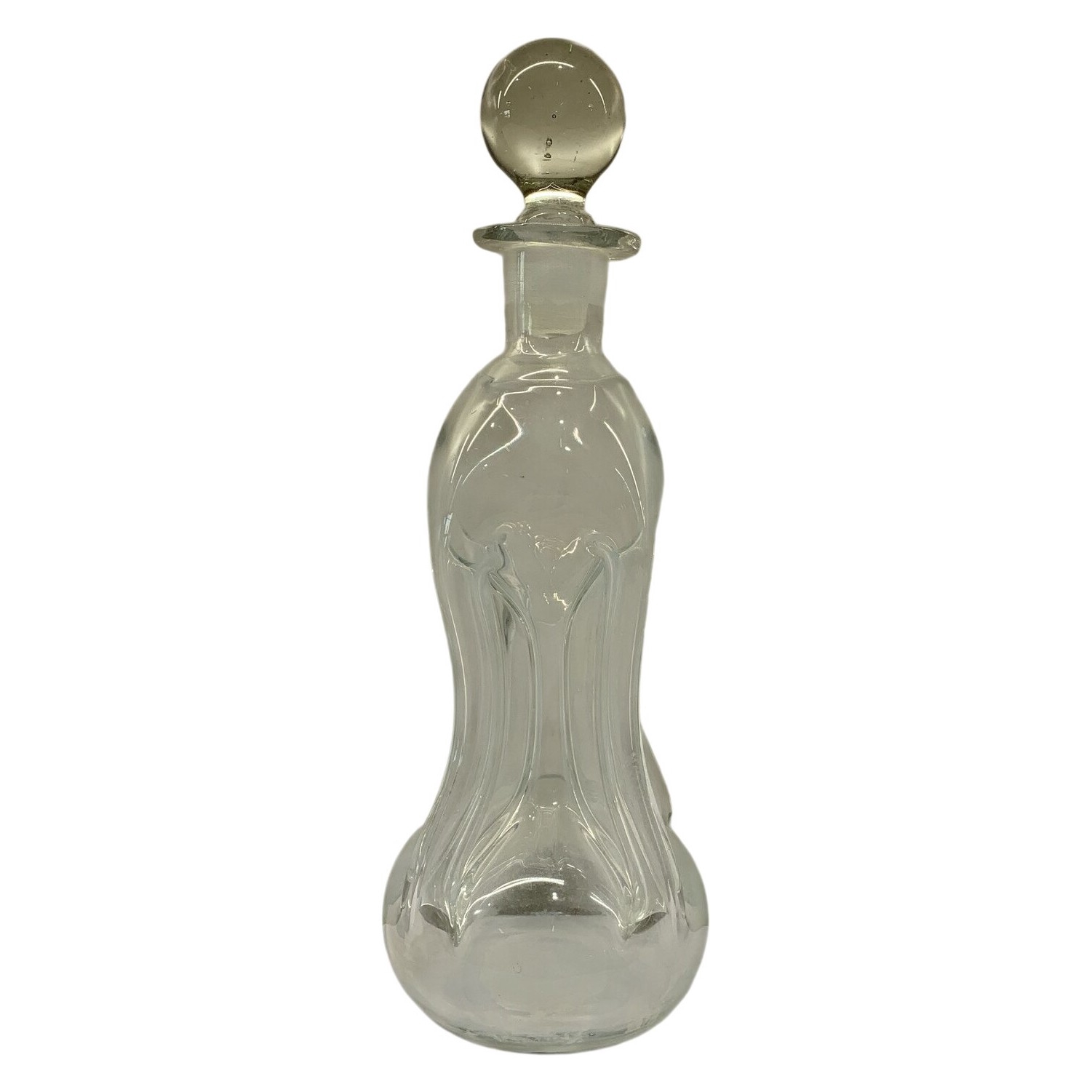 Kluckflaska med stor Propp Karaff Glas Klarglas Dekor Slipad Vintage