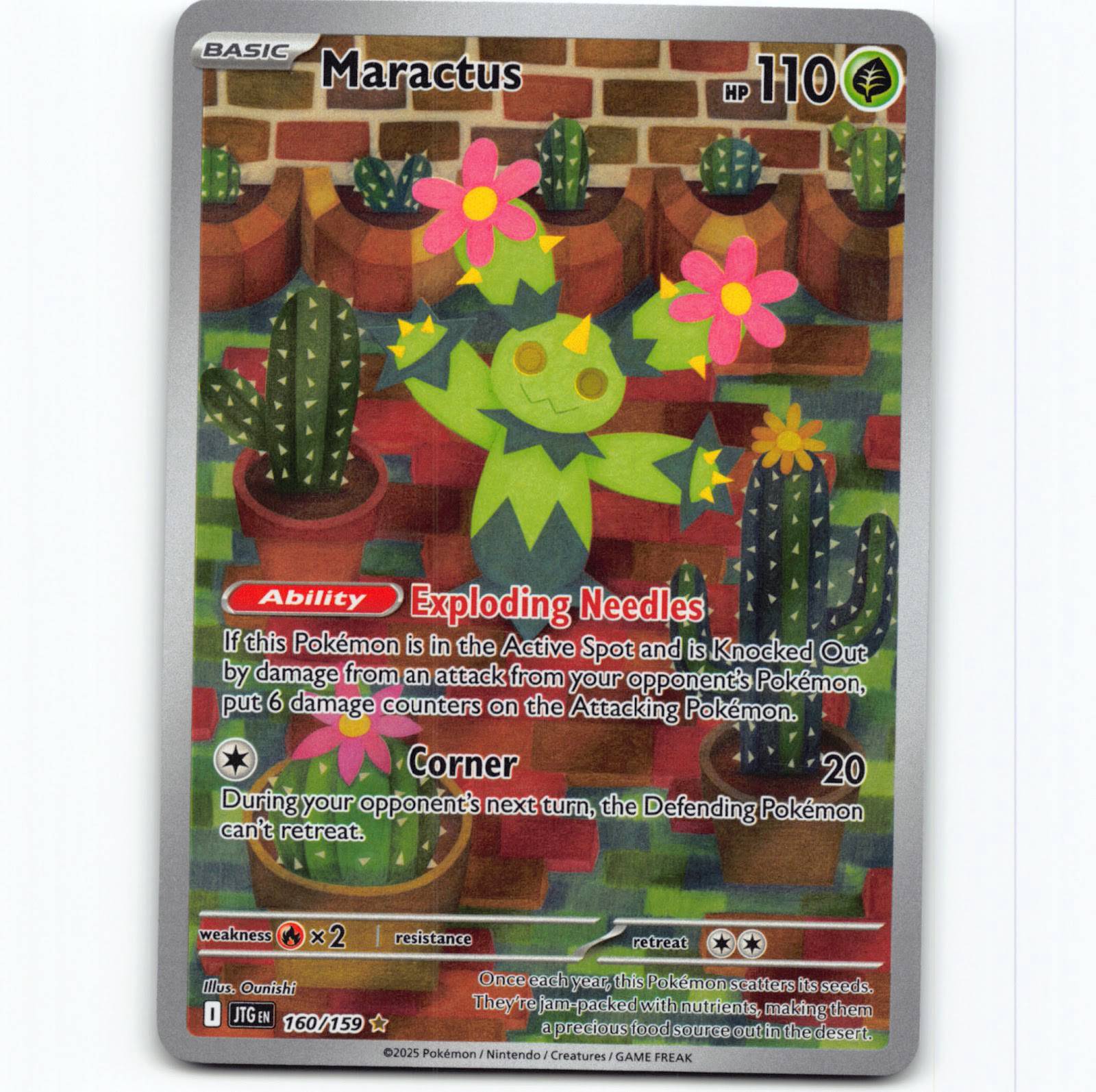 Pokémon Maractus JTG EN 160/159 Illustration Rare Holo Pokemon Kort Journey Together Scarlet & Violet
