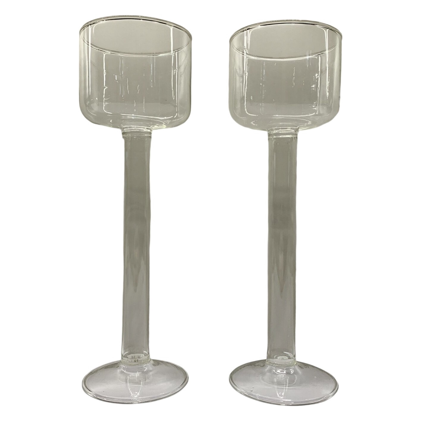 2 st Ljusstakar Glas Cylindrisk Pelar Modern Design Klara Paret Ljushållare