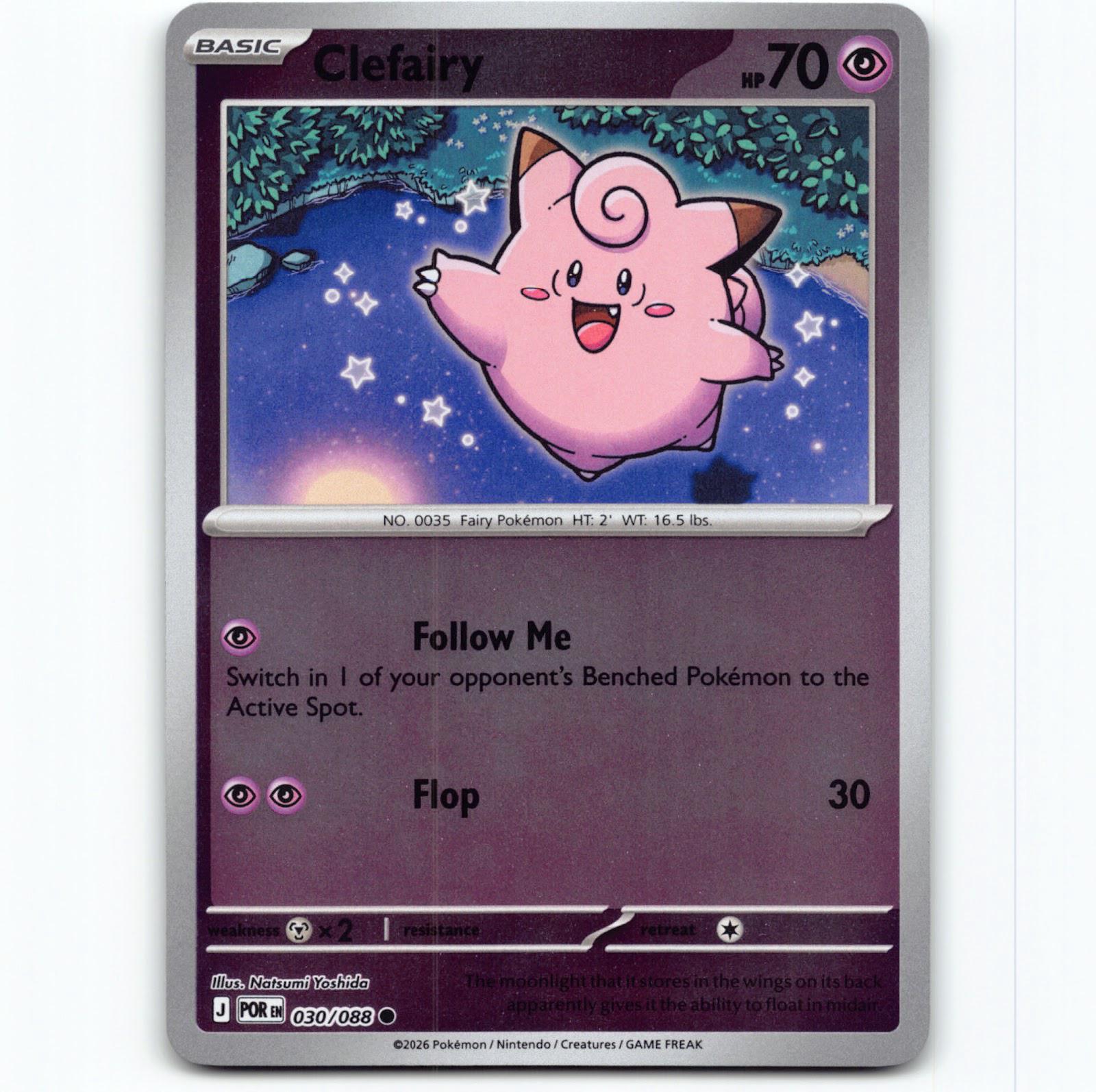 Pokémon Clefairy POR EN 030/088 Reverse Holo Pokemon Kort Perfect Order Mega Evolution