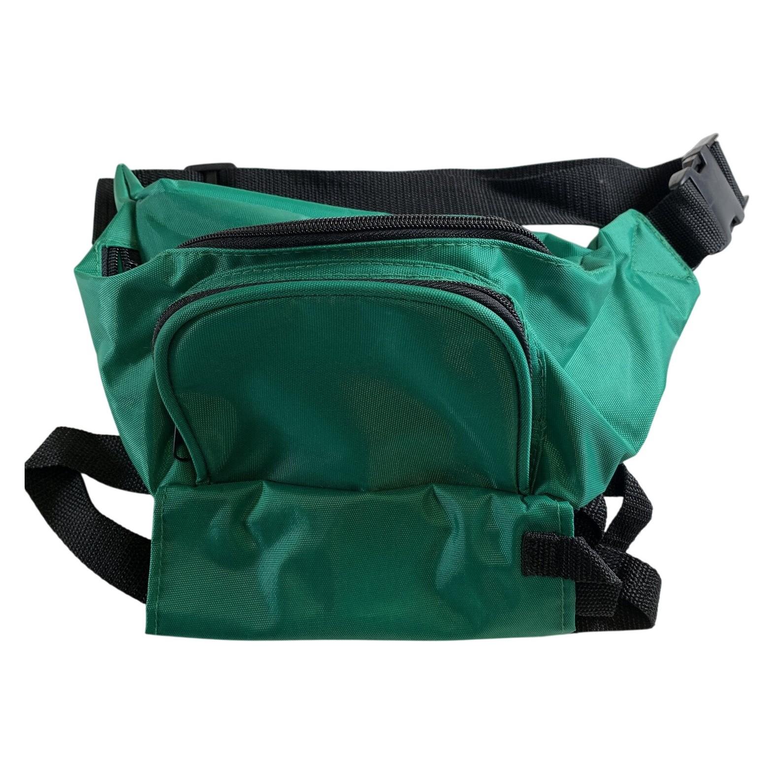 Retro Stor Midjeväska Grön Nylon Svart Justerbart Bälte Flera Fack Unisex