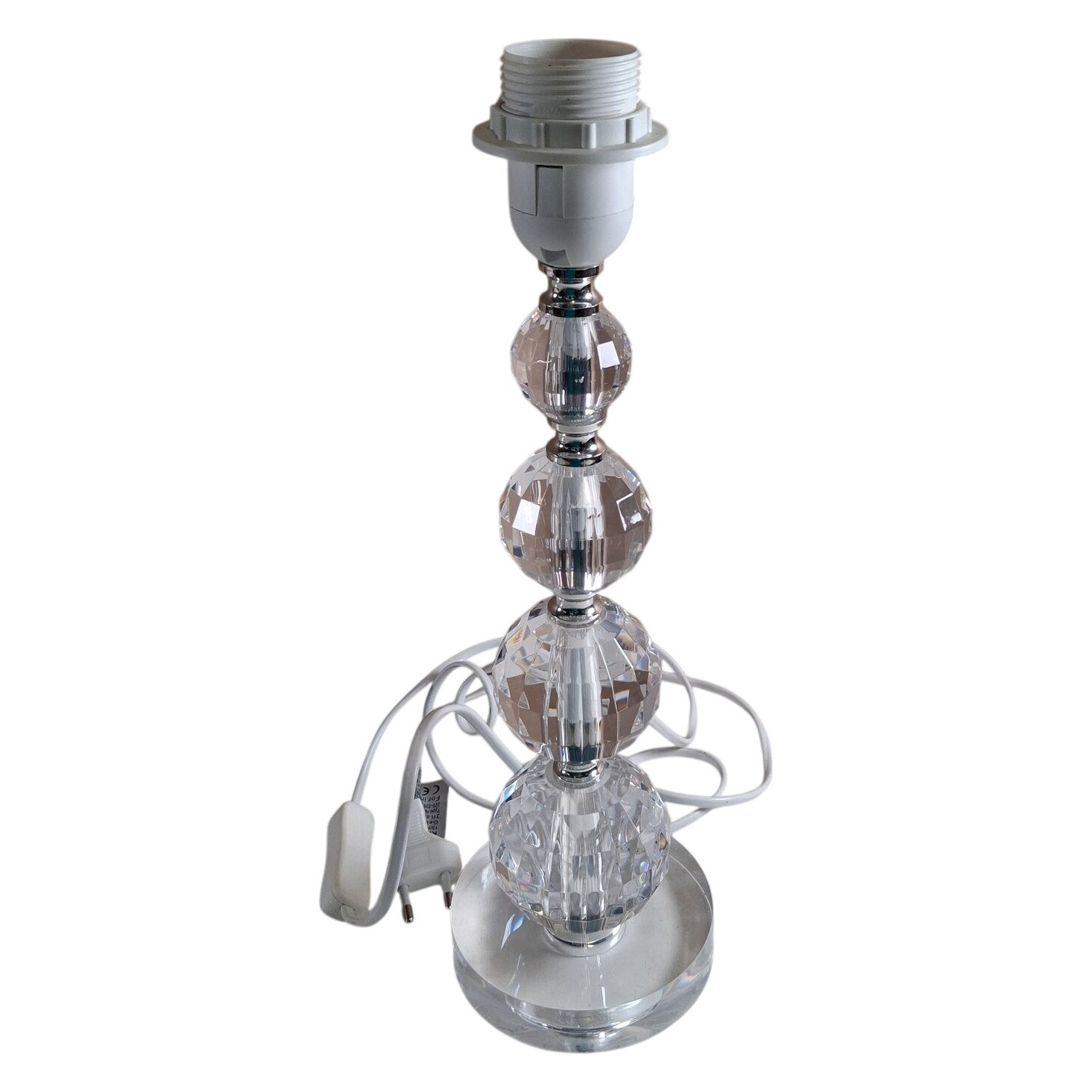 KFAB Bordslampa Typ 16108 Plastkristall Glas Transparent Vit Lampa Elegant