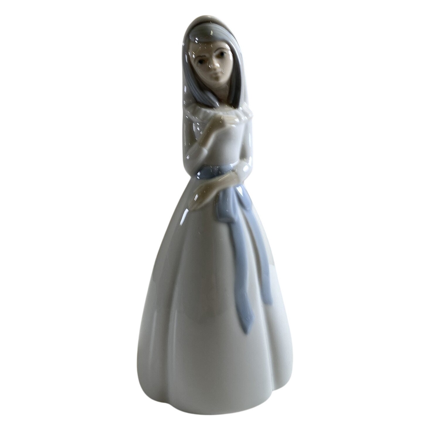 Miquel Requena Porslinsfigur Flicka Vit Blå Valencia Spanien Porcelanas Figurin