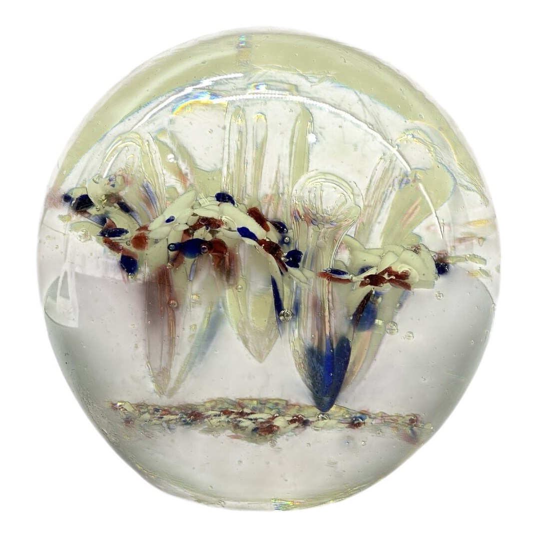 Glaskula Pappersvikt Vintage Glas Inklusioner Flerfärgad Konstglas Dekor Design