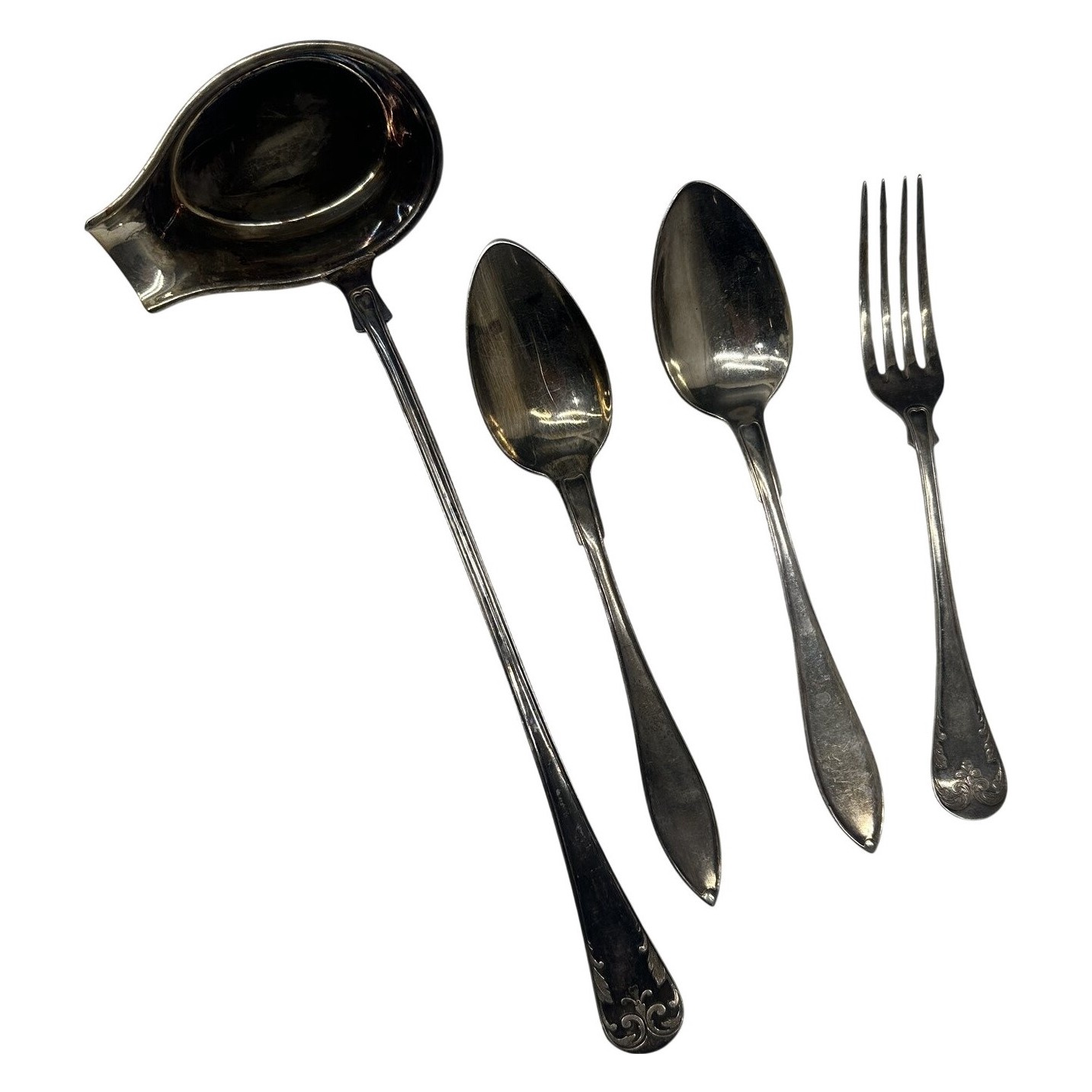 Nysilver 4 Delar Bestick Prima NS 357g Sked Gaffel Såssked Retro