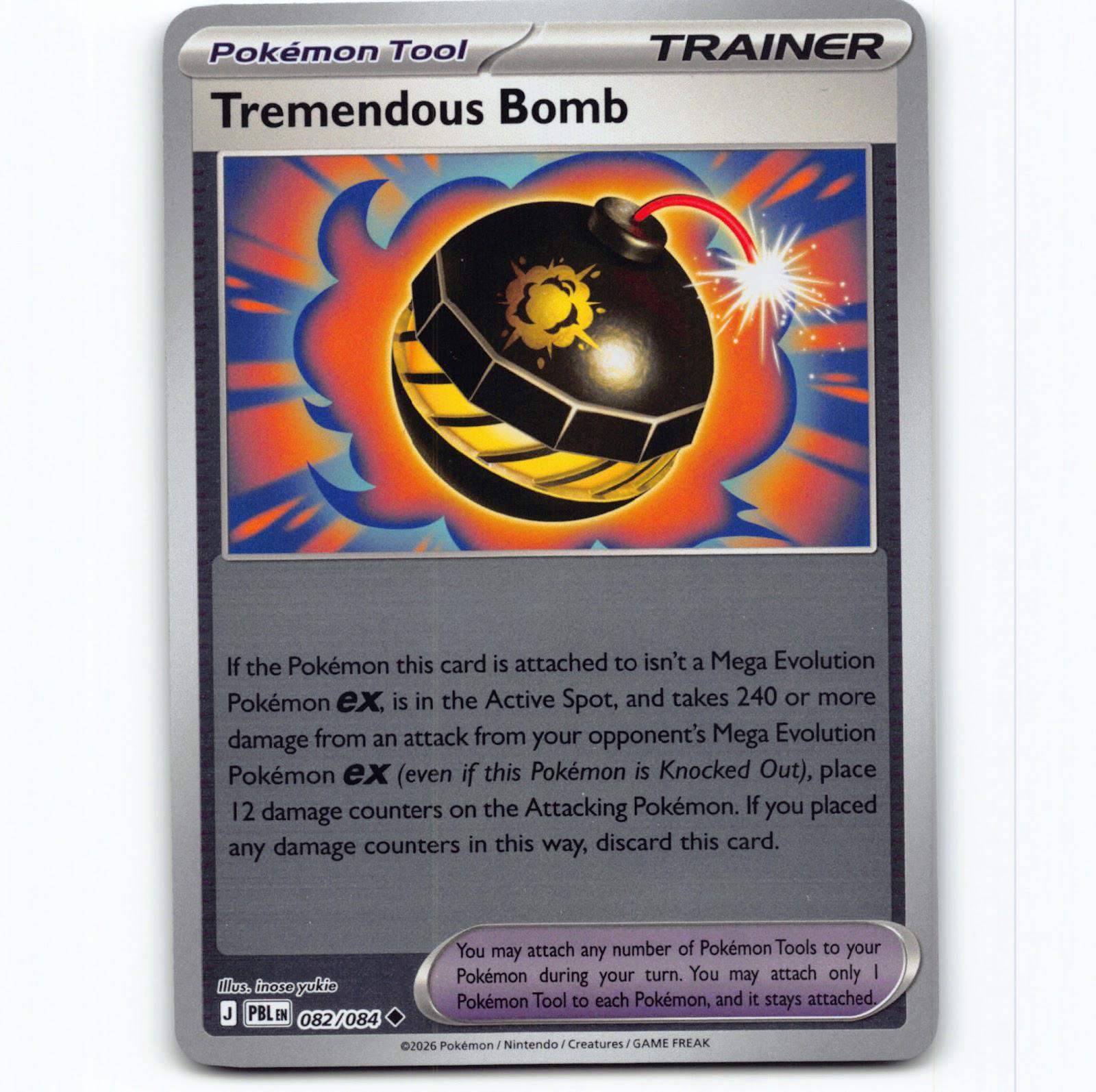 Pokémon Tremendous Bomb PBL EN 082/084 Reverse Holo Pokemon Kort Pitch Black Mega Evolution