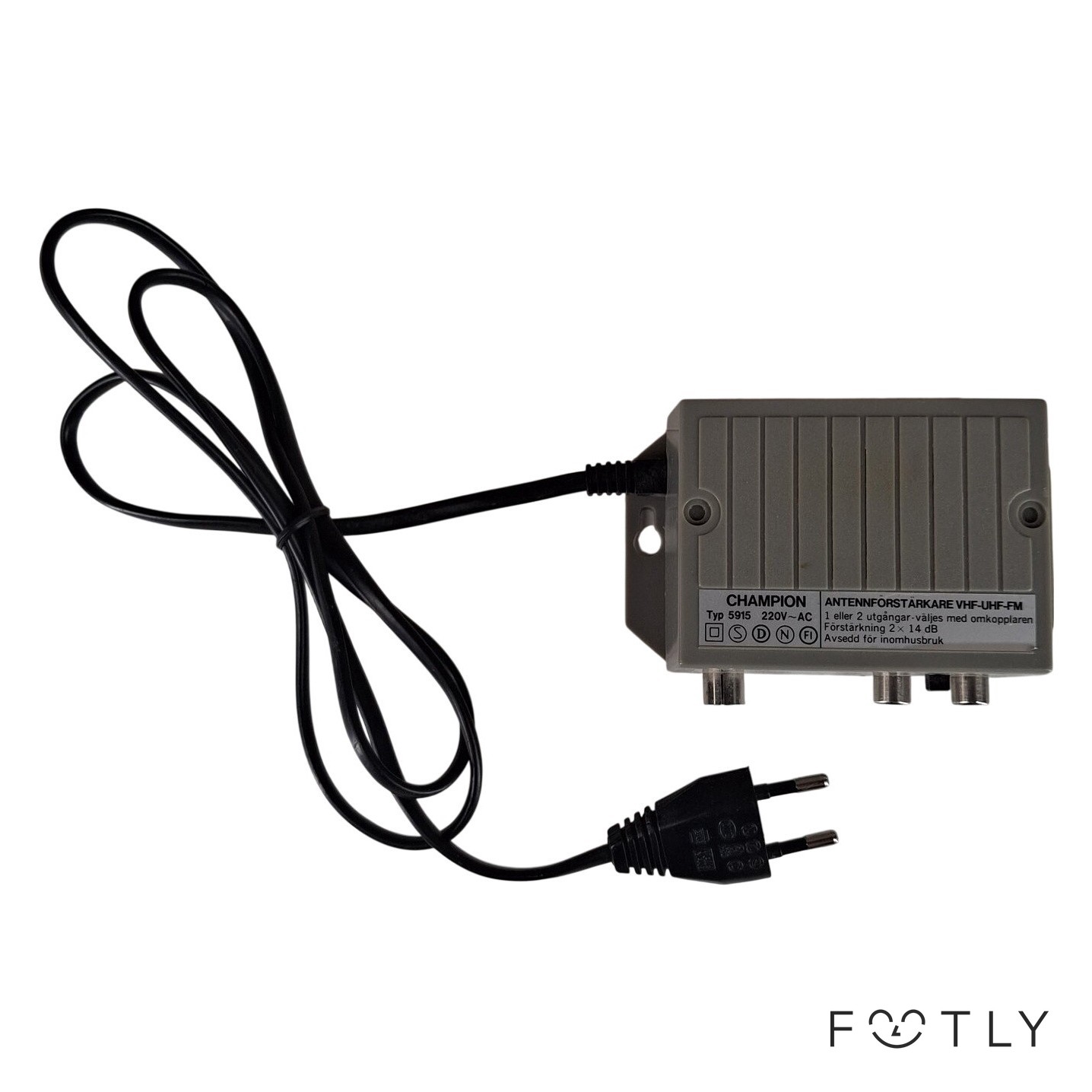 Champion 5915 Antennförstärkare VHF UHF FM 220V 2x14dB Grå För Inomhusbruk Retro