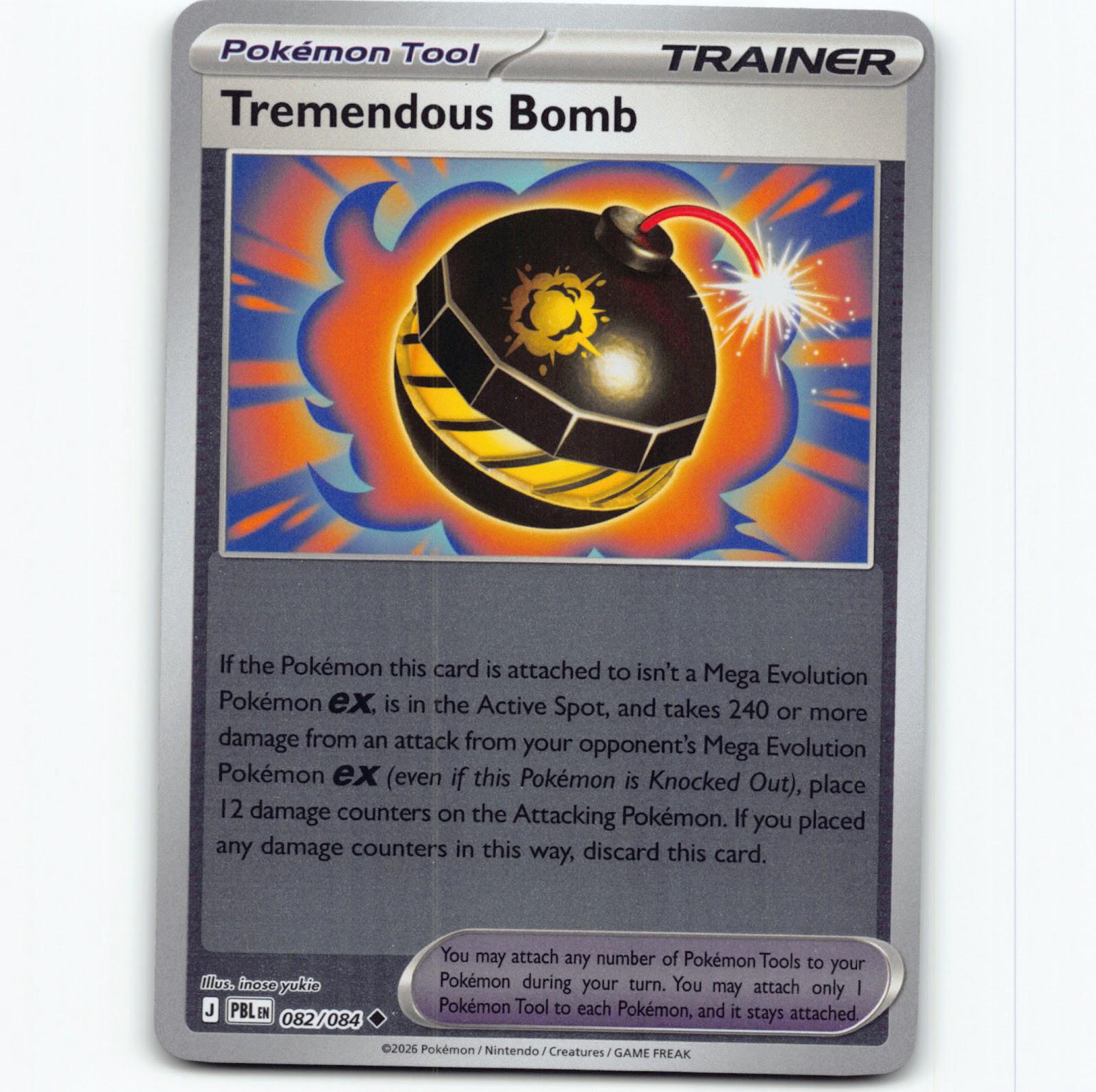 Pokémon Tremendous Bomb PBL EN 082/084 Reverse Holo Pokemon Kort Pitch Black Mega Evolution