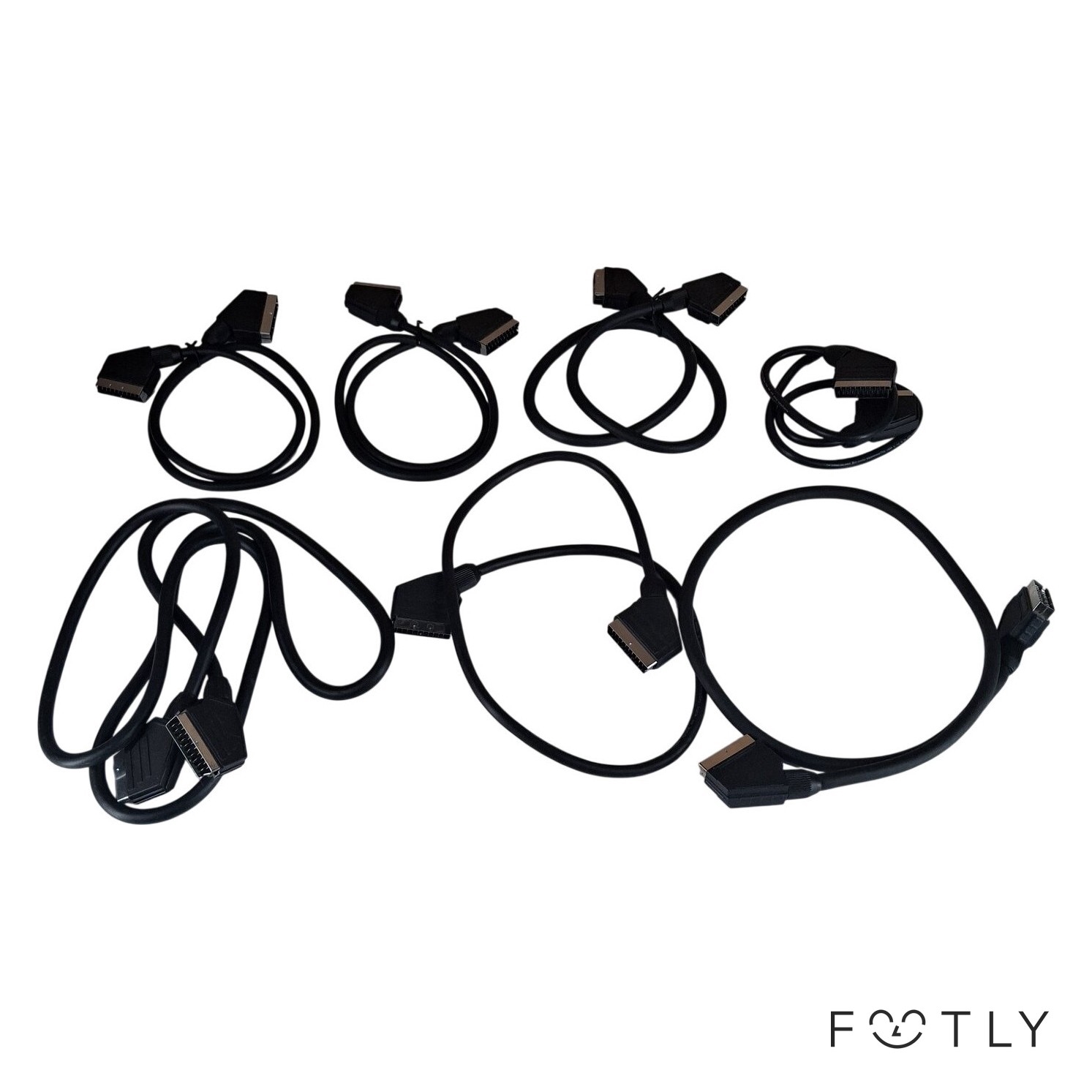 7 st Scartkablar Video Kabel Svart SCART AV Kabel TV Sladd Scartsladd