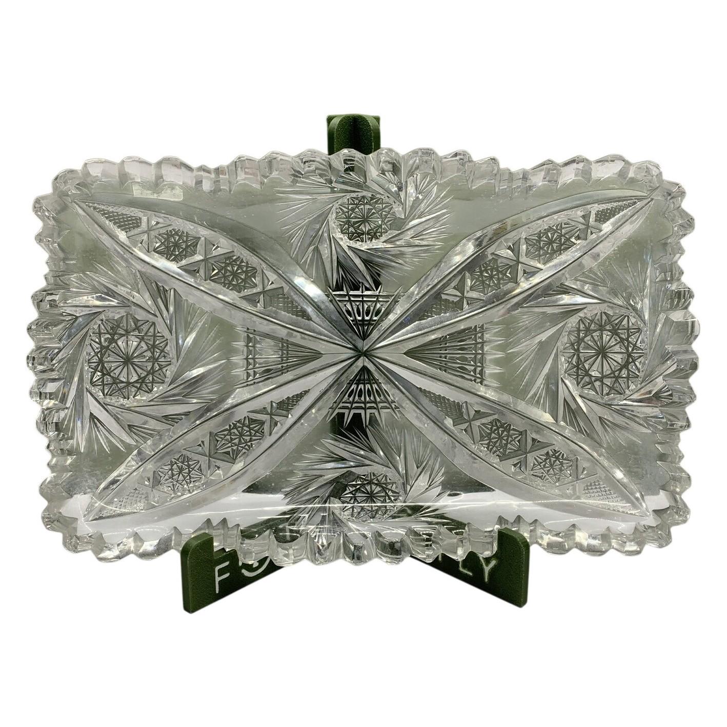 Fat Rektangulärt Vintage Slipat Glas Kristallmönster Serveringsfat Bricka