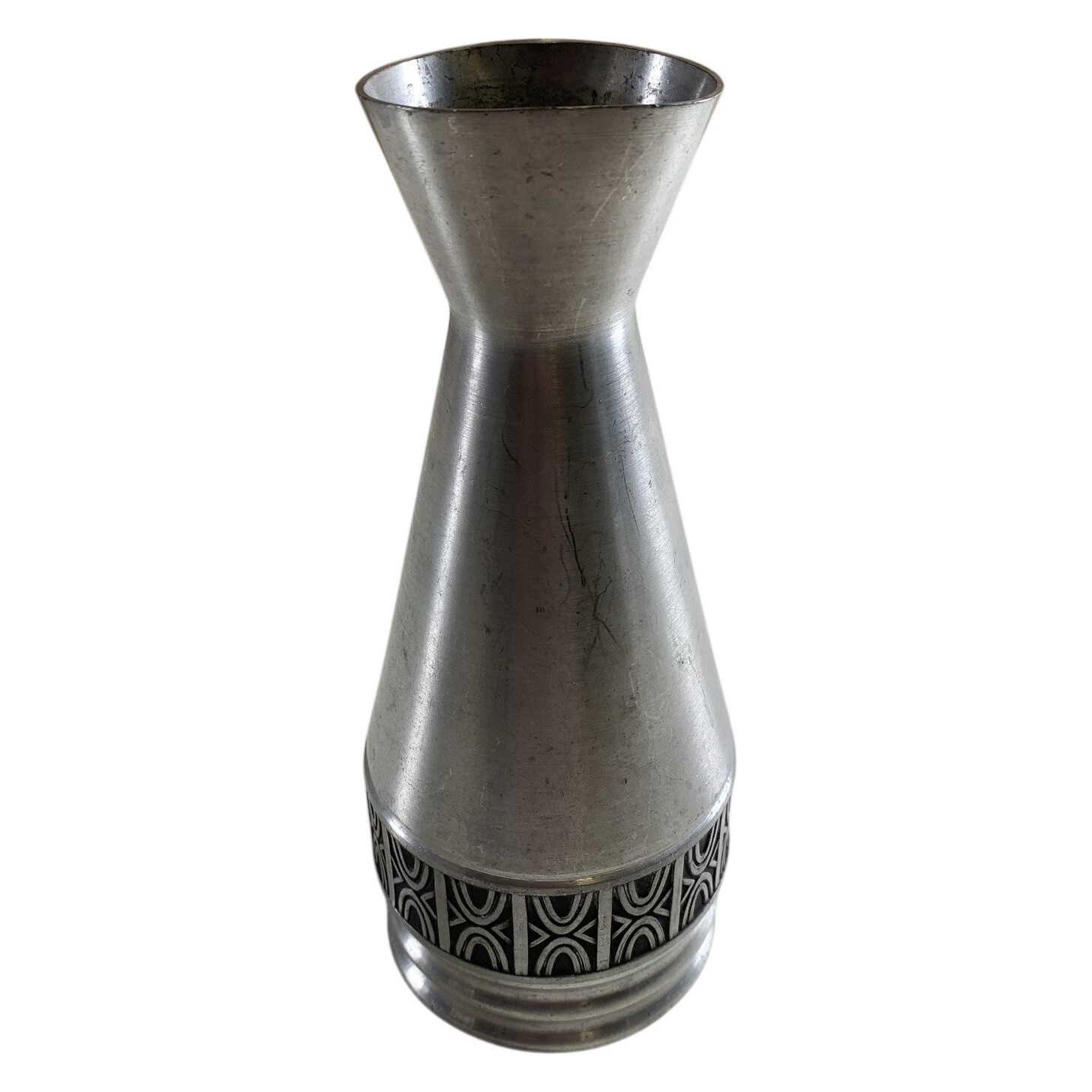 Norsk Tinn Vas Metall H Pewter Mönstrad Retro Tenn Skandinavisk Design