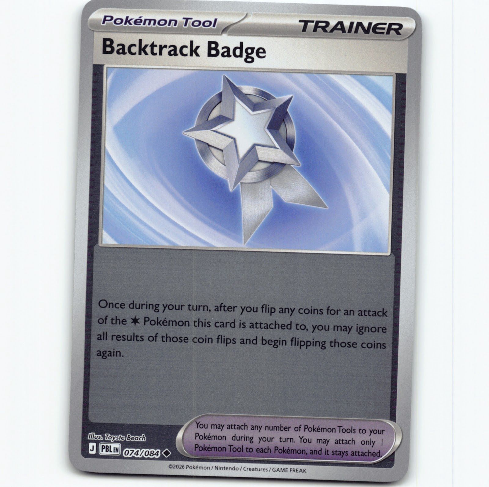 Pokémon Backtrack Badge PBL EN 074/084 Reverse Holo Pokemon Kort Pitch Black Mega Evolution