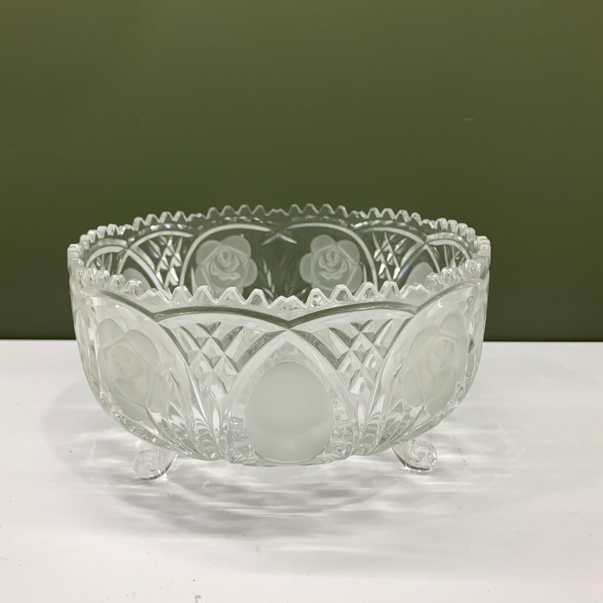 Skål Glas Rosor Vintage Glasskål