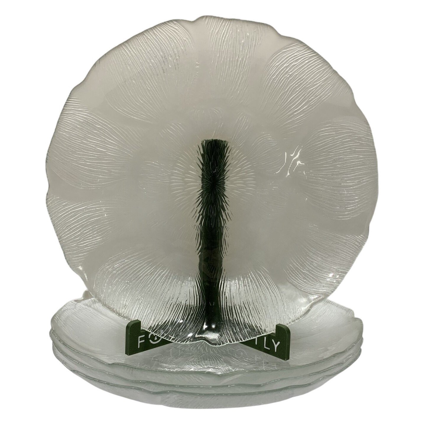 Arcoroc Fleur 4 st Glastallrikar 23 cm France Blommönster Retro Tallrik Glas