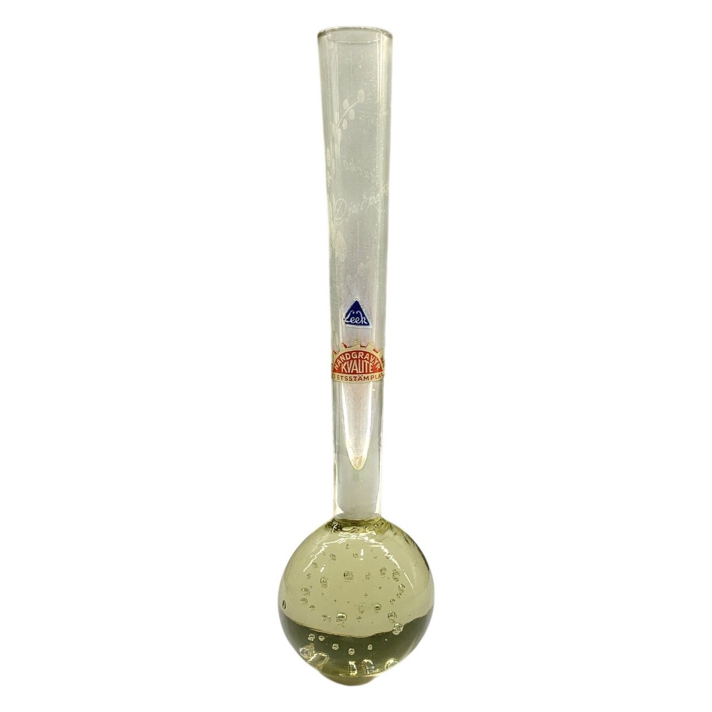 Leek Vas Handgraverad Glas Bubblor Klarglas Dekor Retro Orkidevas