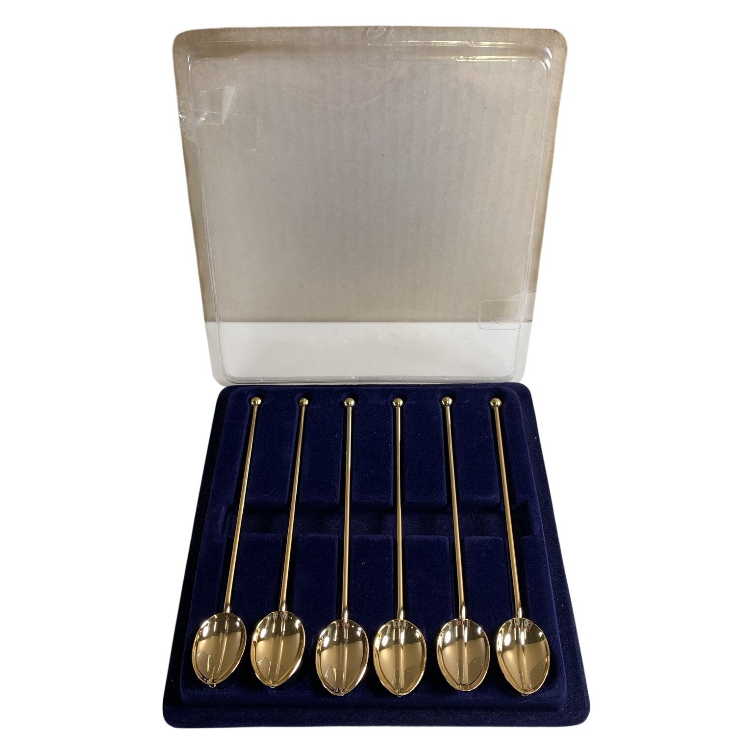 6 st Sipping Spoons Guldpläterade Drink skedar Långa Kaffeskedar Vintage Design