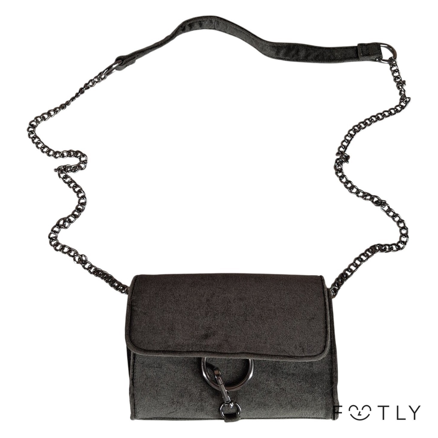 Gina Tricot Axelremsväska Dam Grå Tyg Kedja Handväska Crossbody Bag