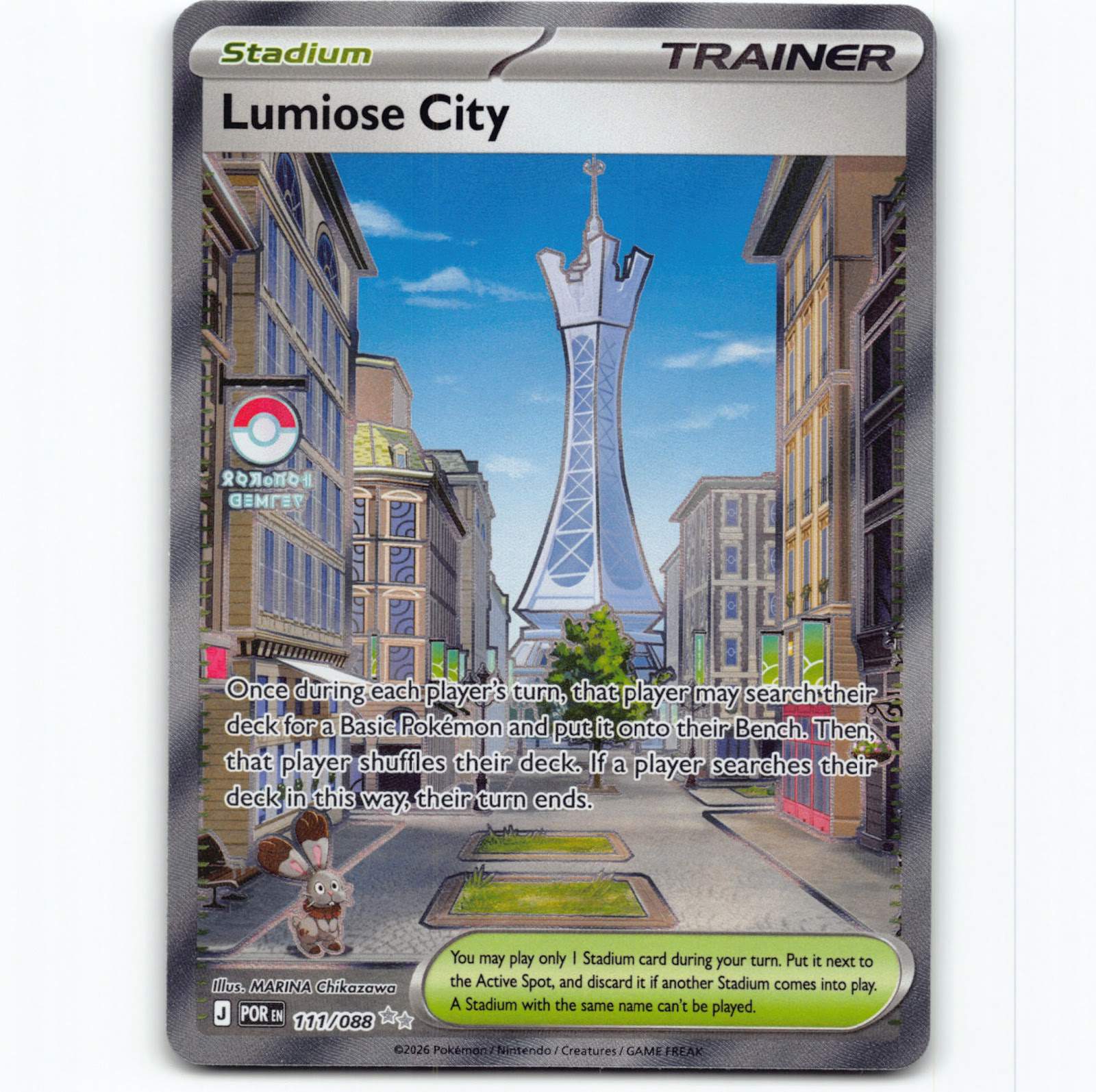 Pokémon Lumiose City POR EN 111/088 Stadium Full Art Trainer Ultra Rare Pokemon Kort Perfect Order Mega Evolution
