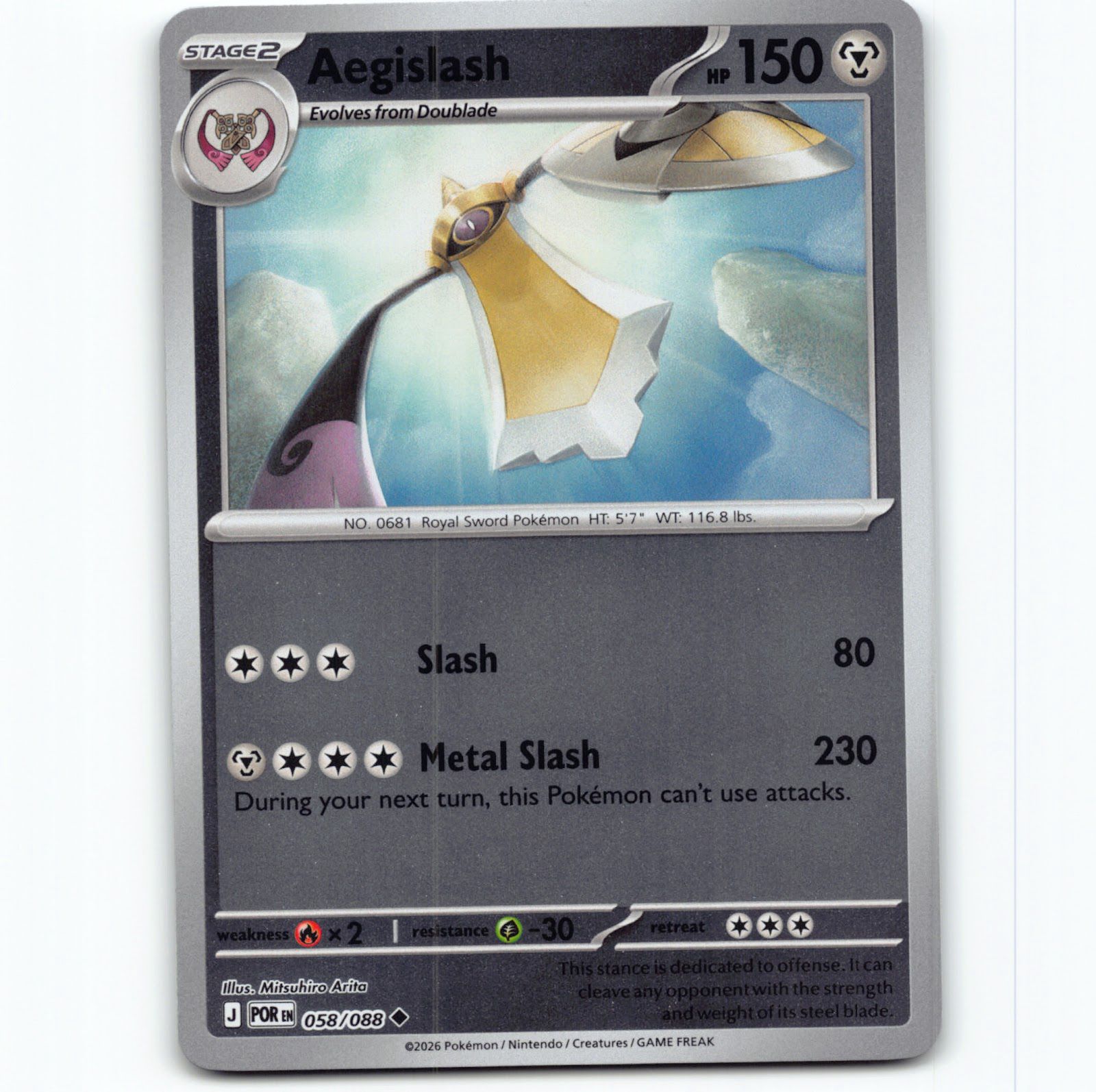 Pokémon Aegislash POR EN 058/088 Reverse Holo Pokemon Kort Perfect Order Mega Evolution