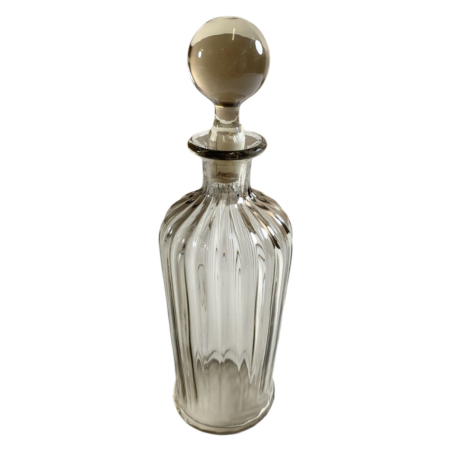 Karaff Glas Räfflad Klar Rund stor Propp Vintage Dekor Elegant Servering