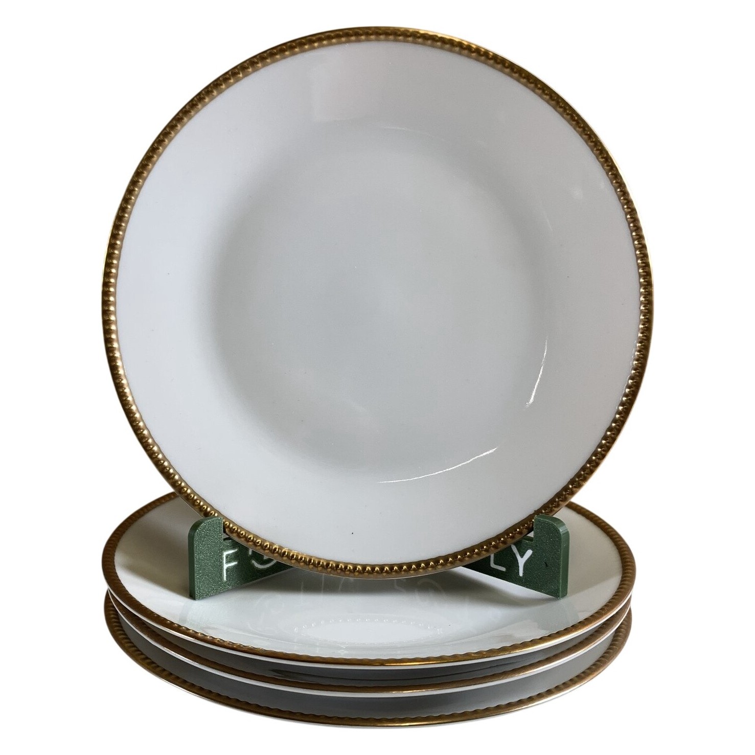 Hackefors 4 st Assietter Porslin Vit Gulddekor Klassisk Svensk Design