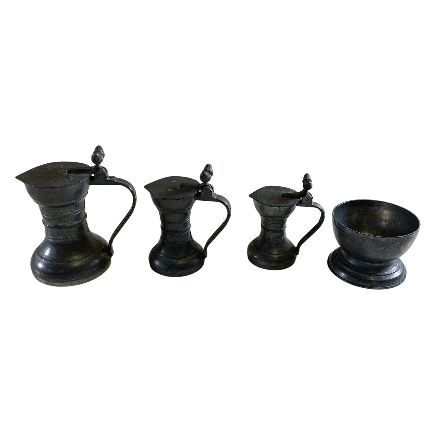 4 st Miniatyr Kannor Skål Tenn Retro Dekor Antik Prynader
