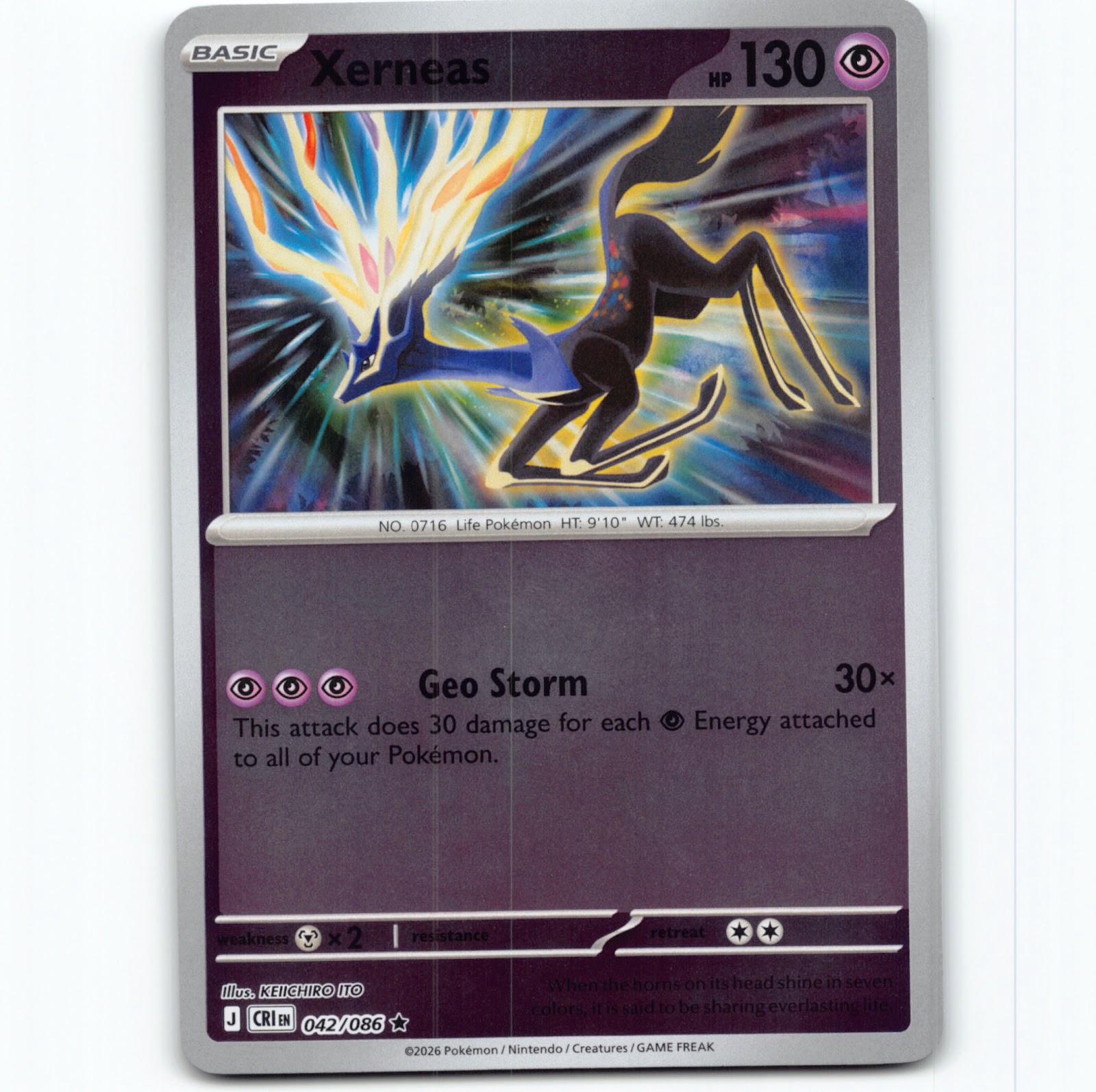Pokémon Xerneas CRI EN 042/086 Reverse Holo Pokemon Kort Chaos Rising Mega Evolution