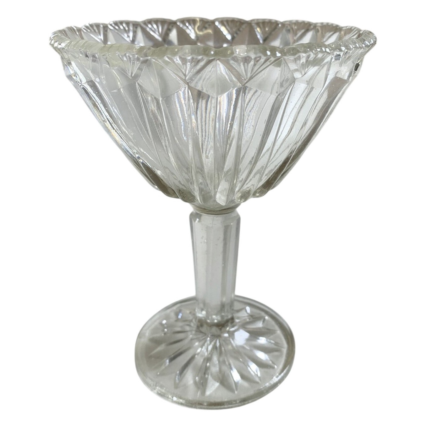 Glas Skål På Fot Pressglas Dekor Retro Dessertskål