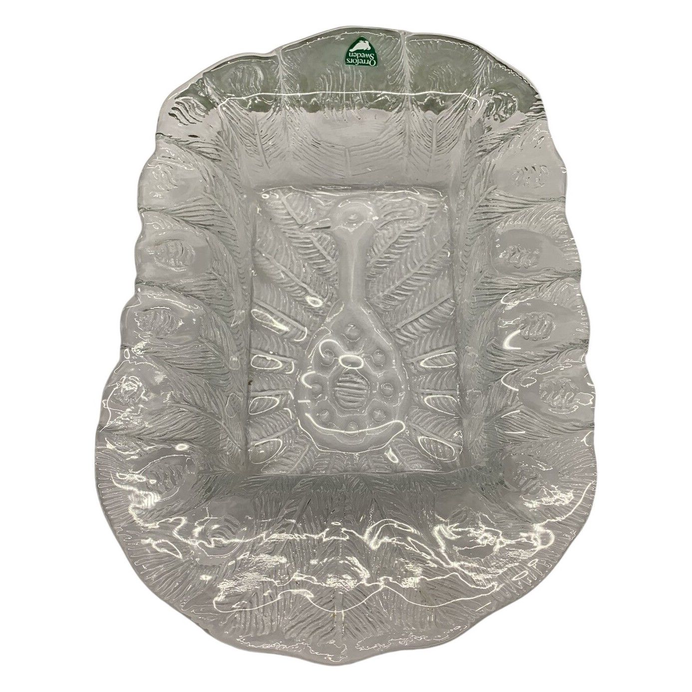 Orrefors Påfågel Smörskål Lars Hellsten Artglass Svensk Design Skål Fat Retro