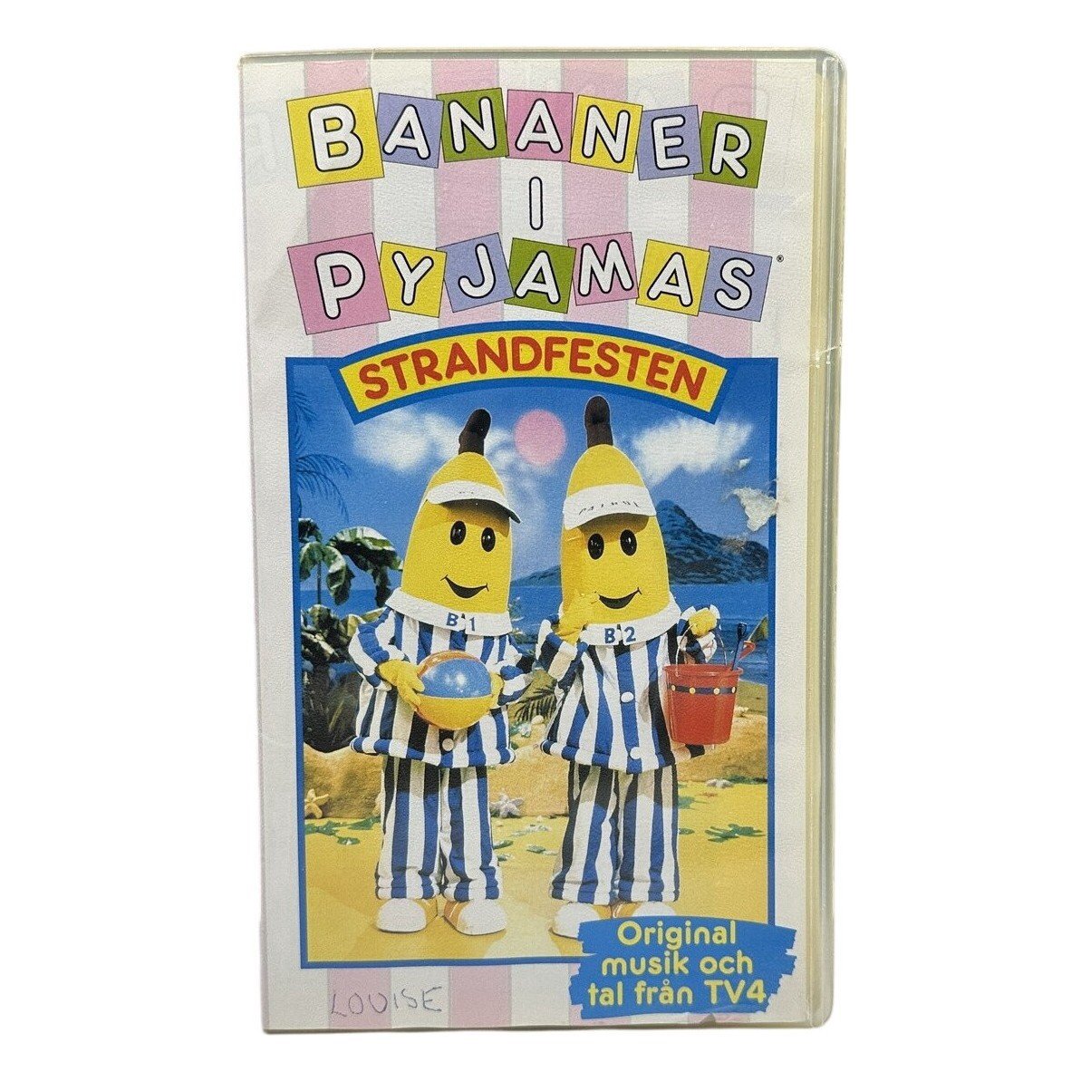 Bananer I Pyjamas Strandfesten VHS Barnfilm Svenskt Tal Gul Kassett