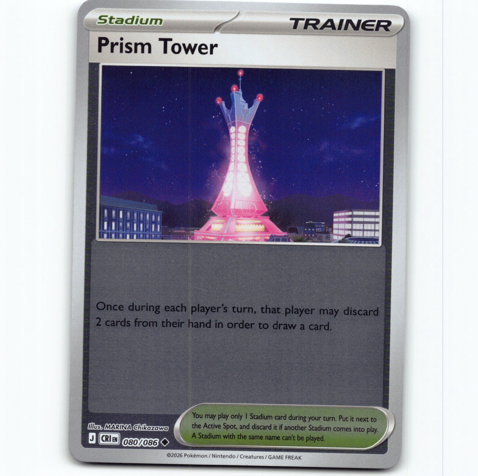 Pokémon Prism Tower CRI EN 080/086 Reverse Holo Pokemon Kort Chaos Rising Mega Evolution
