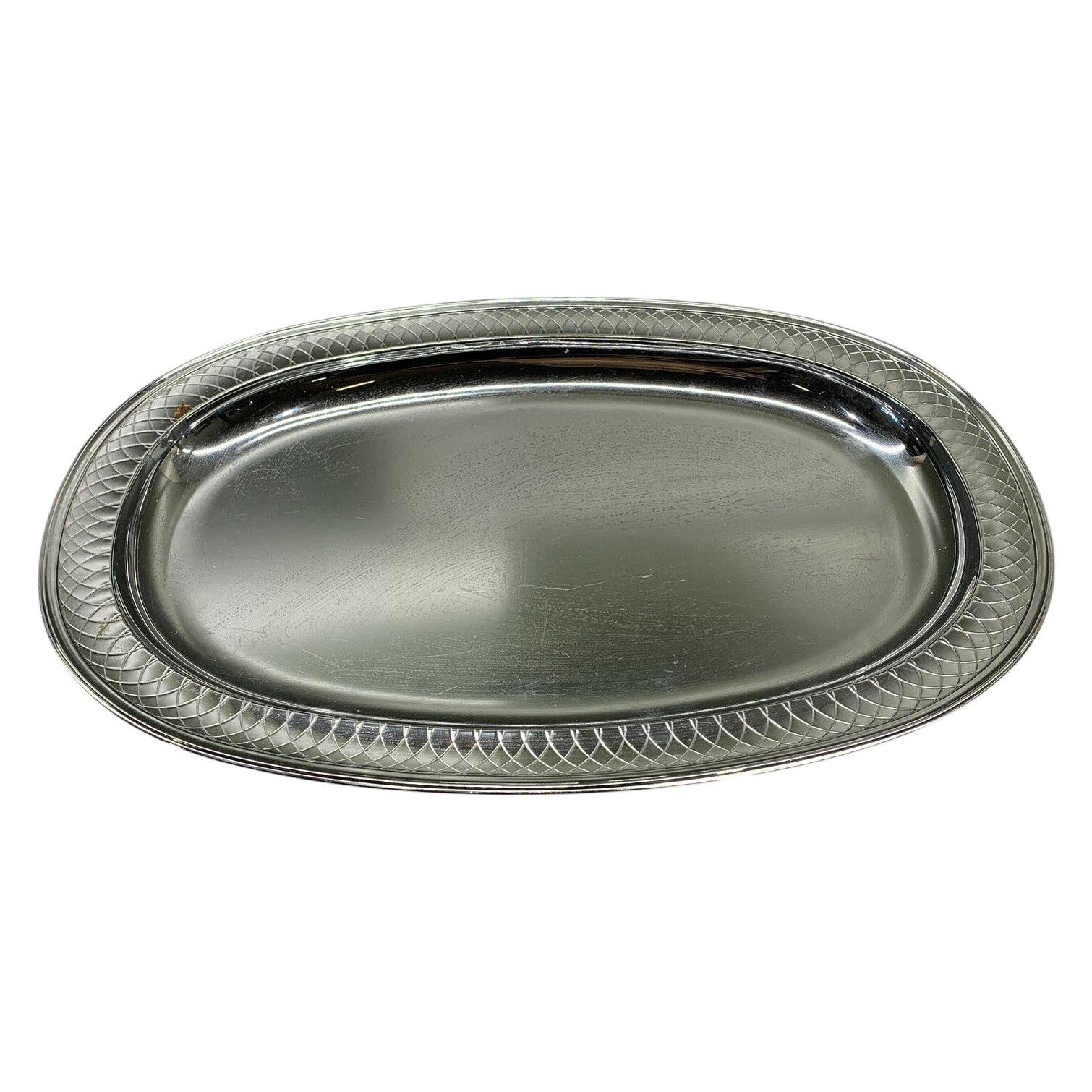 Nilsjohan Serveringsfat Nickel-Crom Metall Silverfärgat Bricka Vintage Sverige
