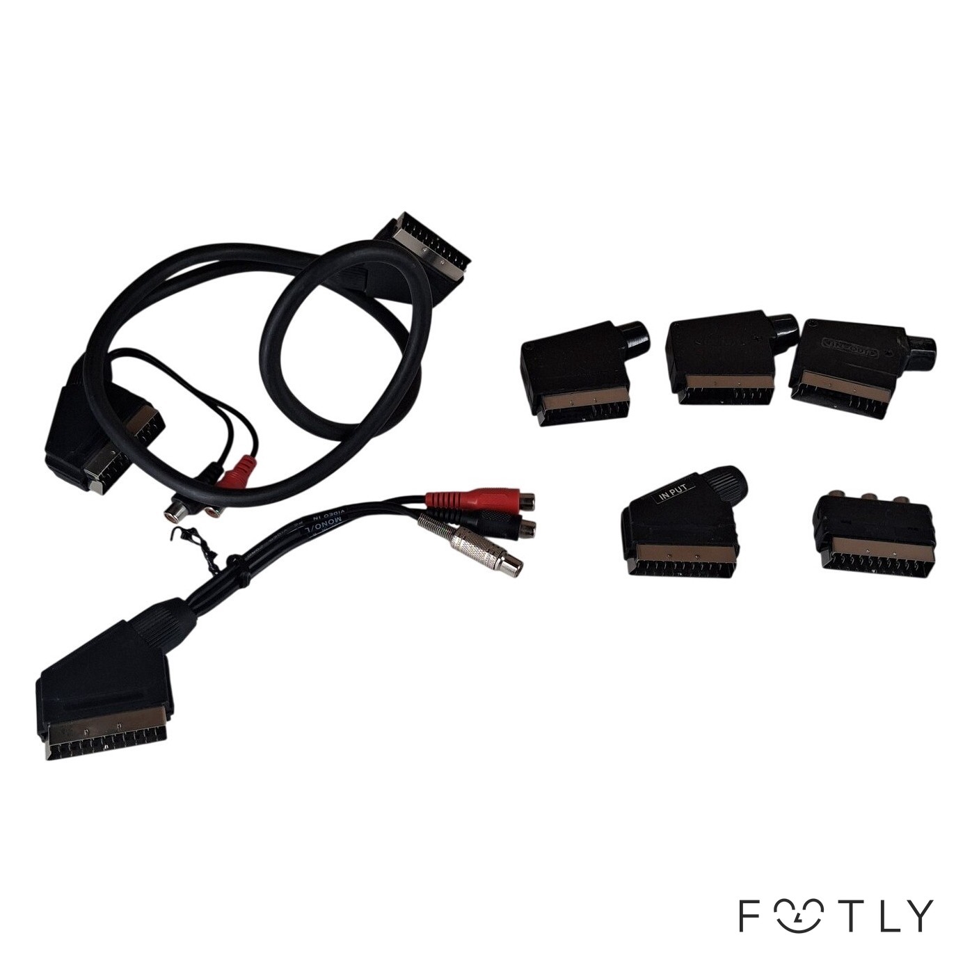 Parti SCART Adapter Kabel Video Audio RCA Komposit Svart Vintage TV Retro