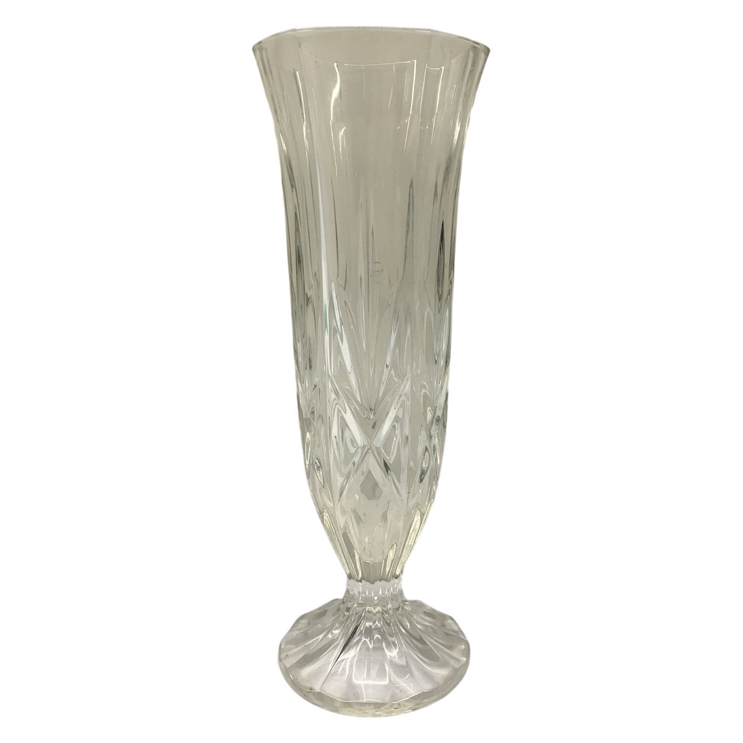 Vas Glas Klar Facettslipad Elegant Dekor Retro
