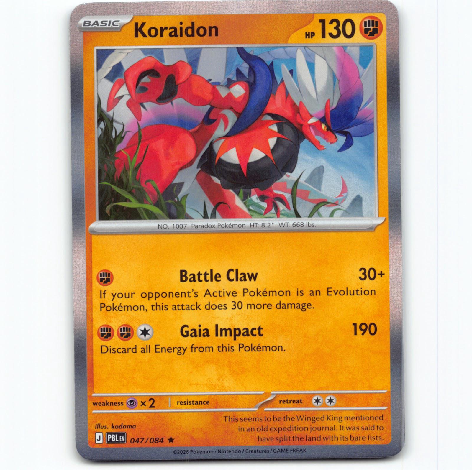 Pokémon Koraidon PBL EN 047/084 Reverse Holo Pokemon Kort Pitch Black Mega Evolution