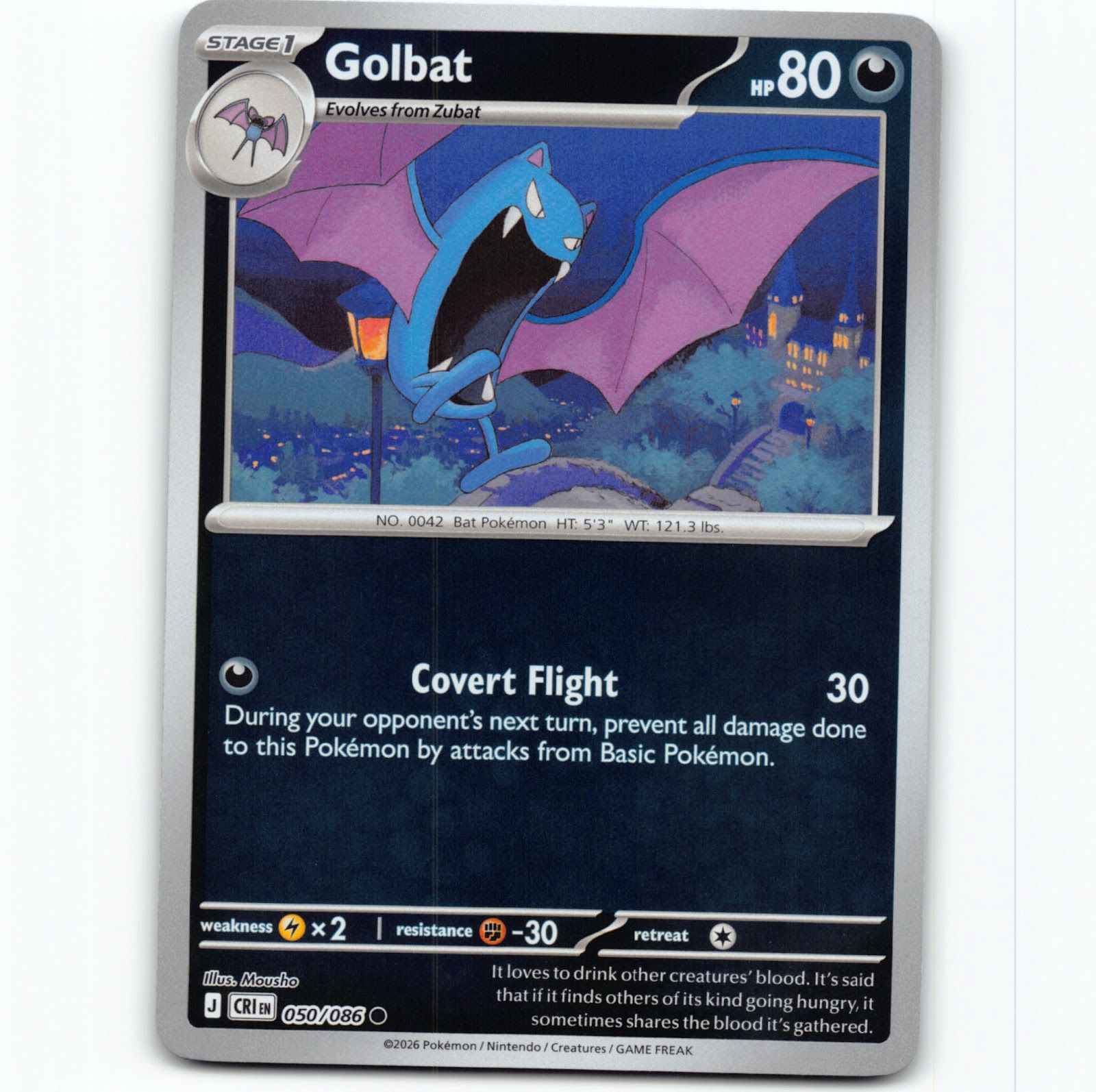 Pokémon Golbat CRI EN 050/086 Reverse Holo Pokemon Kort Chaos Rising Mega Evolution