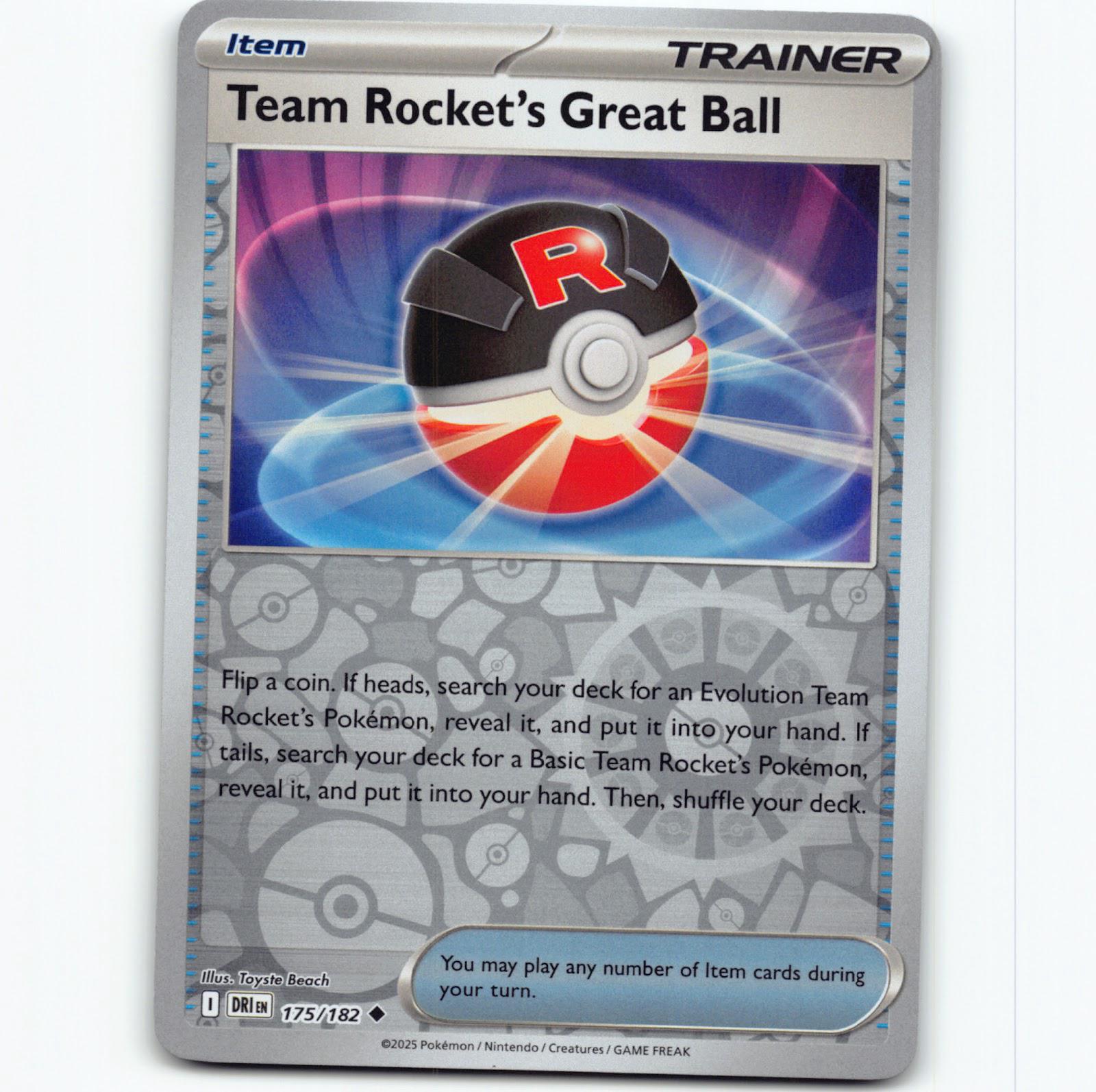Pokémon Team Rocket's Great Ball DRI EN 175/182 Reverse Holo Pokemon Kort Destined Rivals Scarlet & Violet