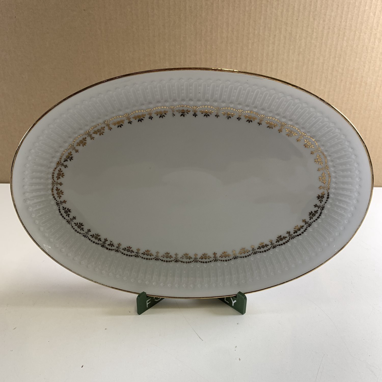 Bavaria Winterling Uppläggningsfat Porslin Gulddekor Vit Oval Vintage Tyskland