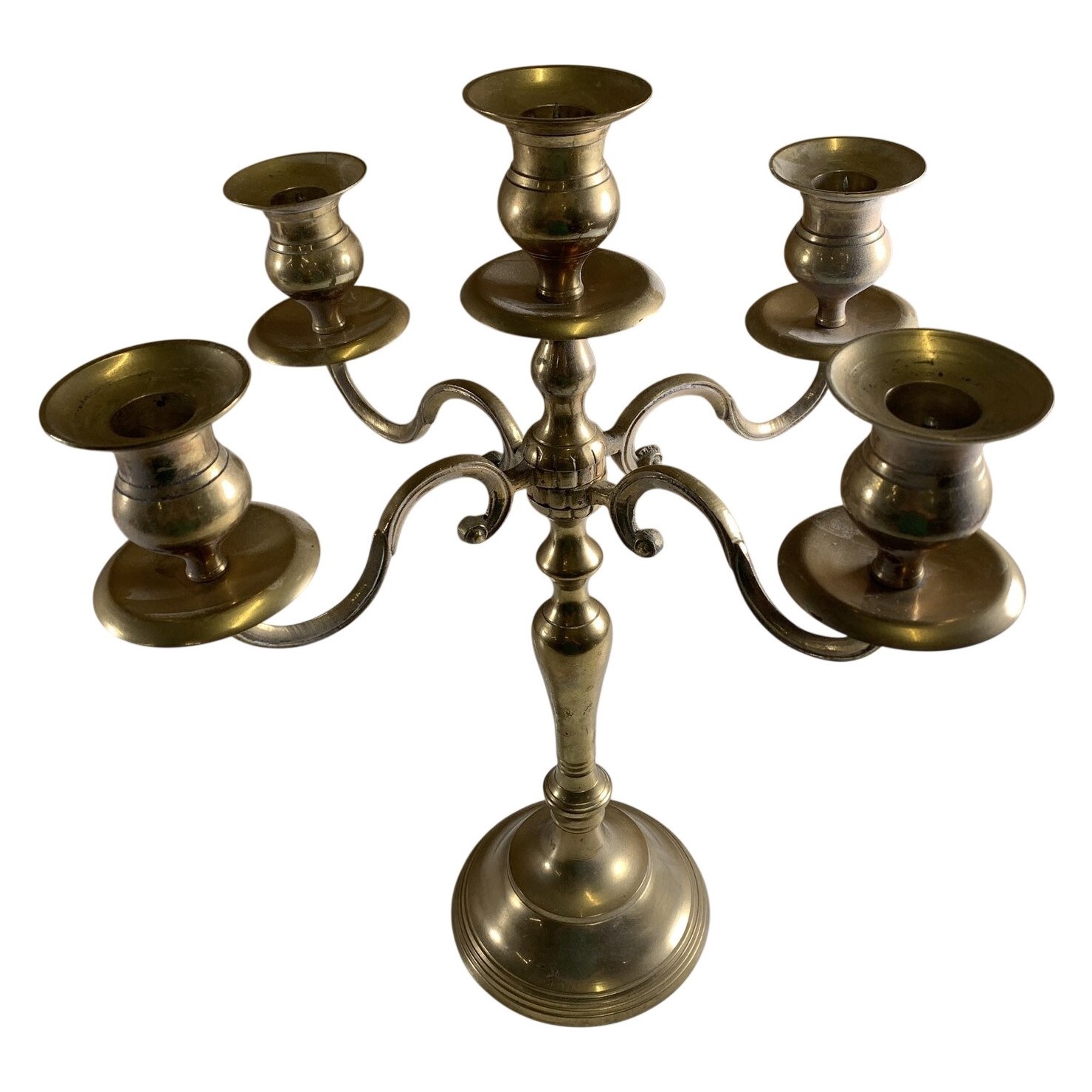 Ljusstake Femarmad Mässing Klassisk Design Retro Inredning