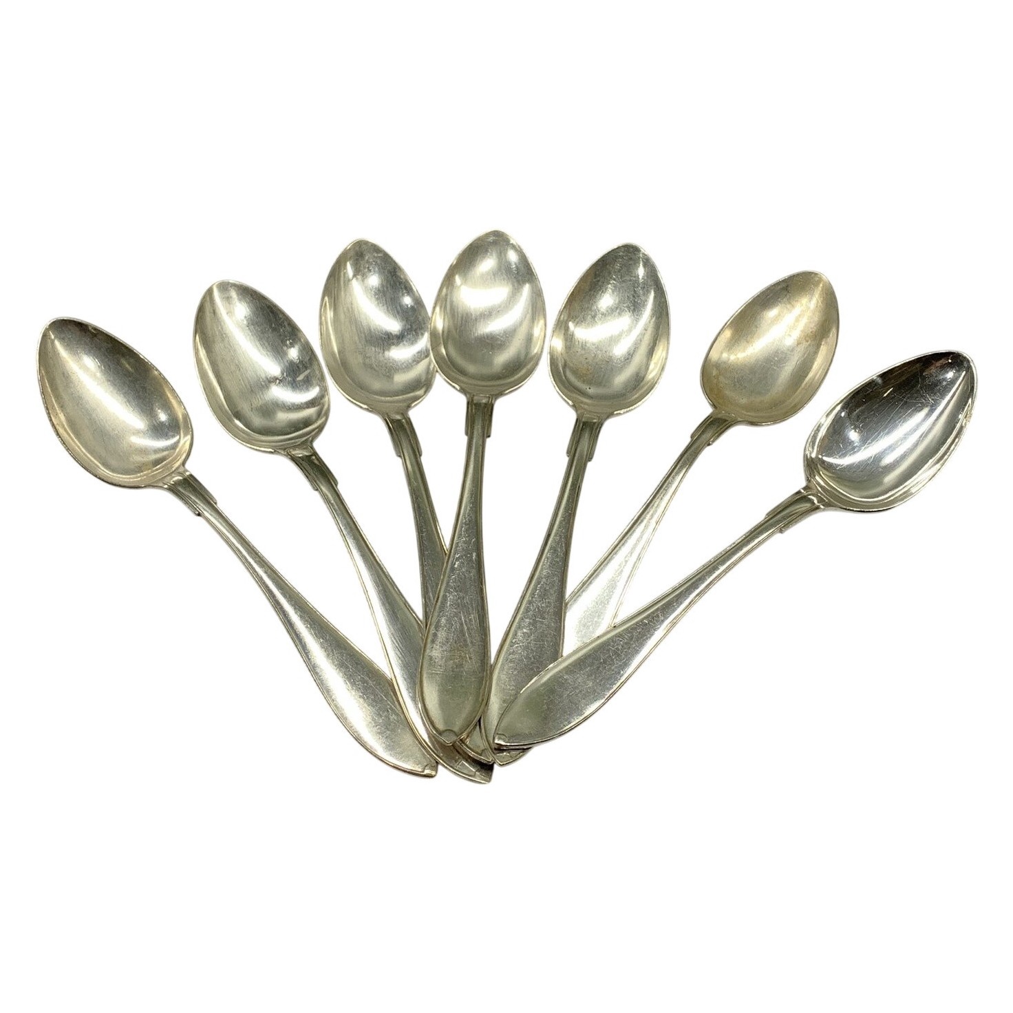 7 st Nysilver Teskedar Extra Prima Nysilver Retro Bestick Silverfärgade