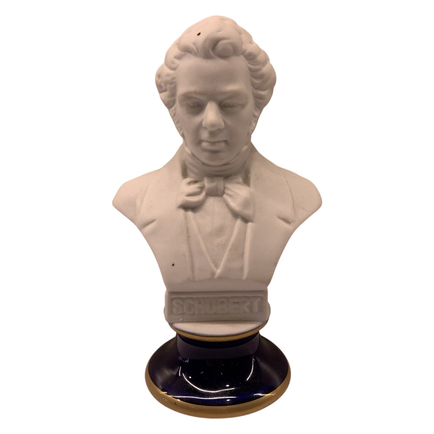 ER Byst Schubert Porslin Vit Blå Guld Dekor Klassisk Inredning