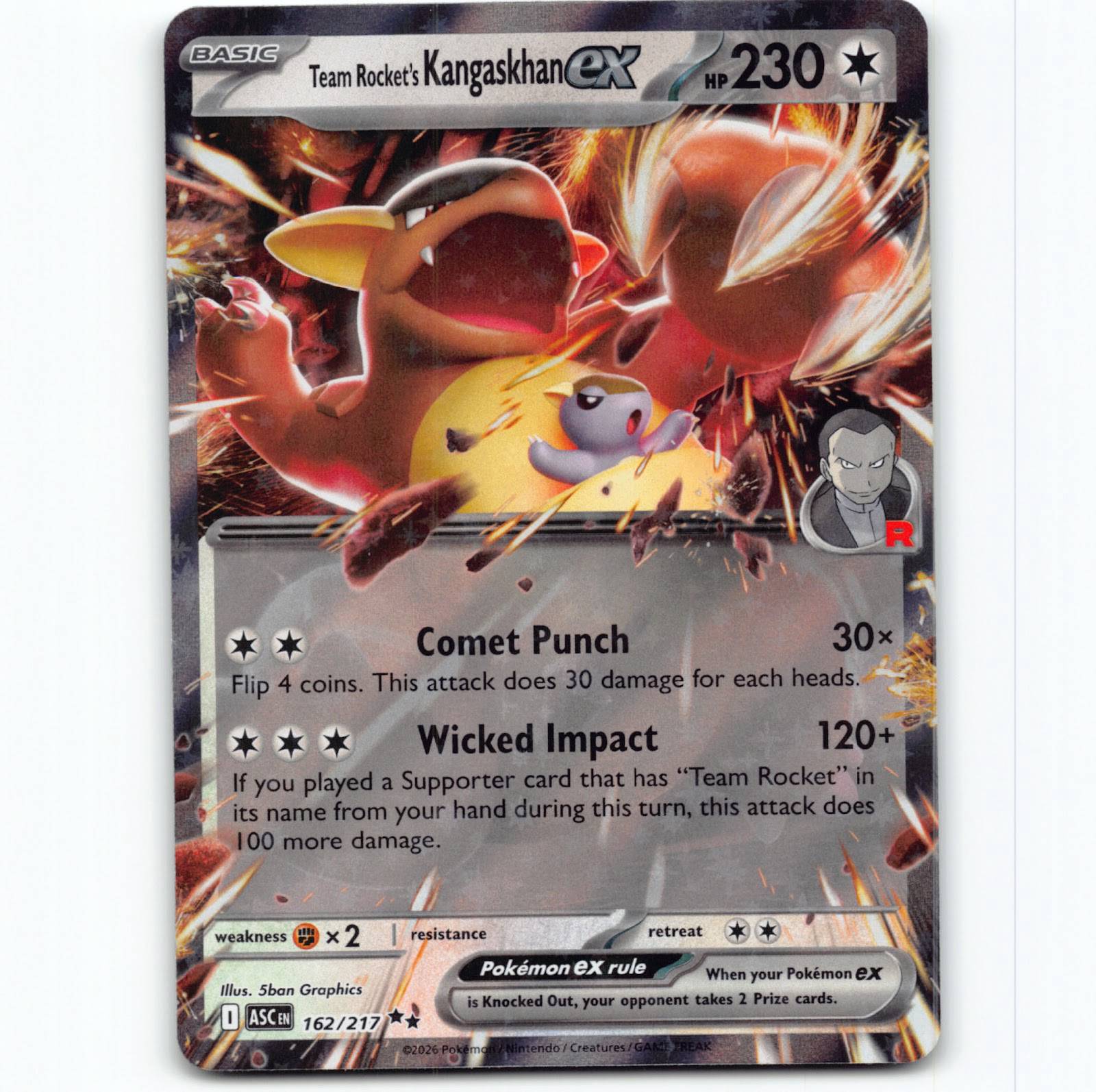 Pokémon Team Rocket's Kangaskhan ex ASC EN 162/217 Cosmos Holo Pokemon Kort Ascended Heroes Mega Evolution
