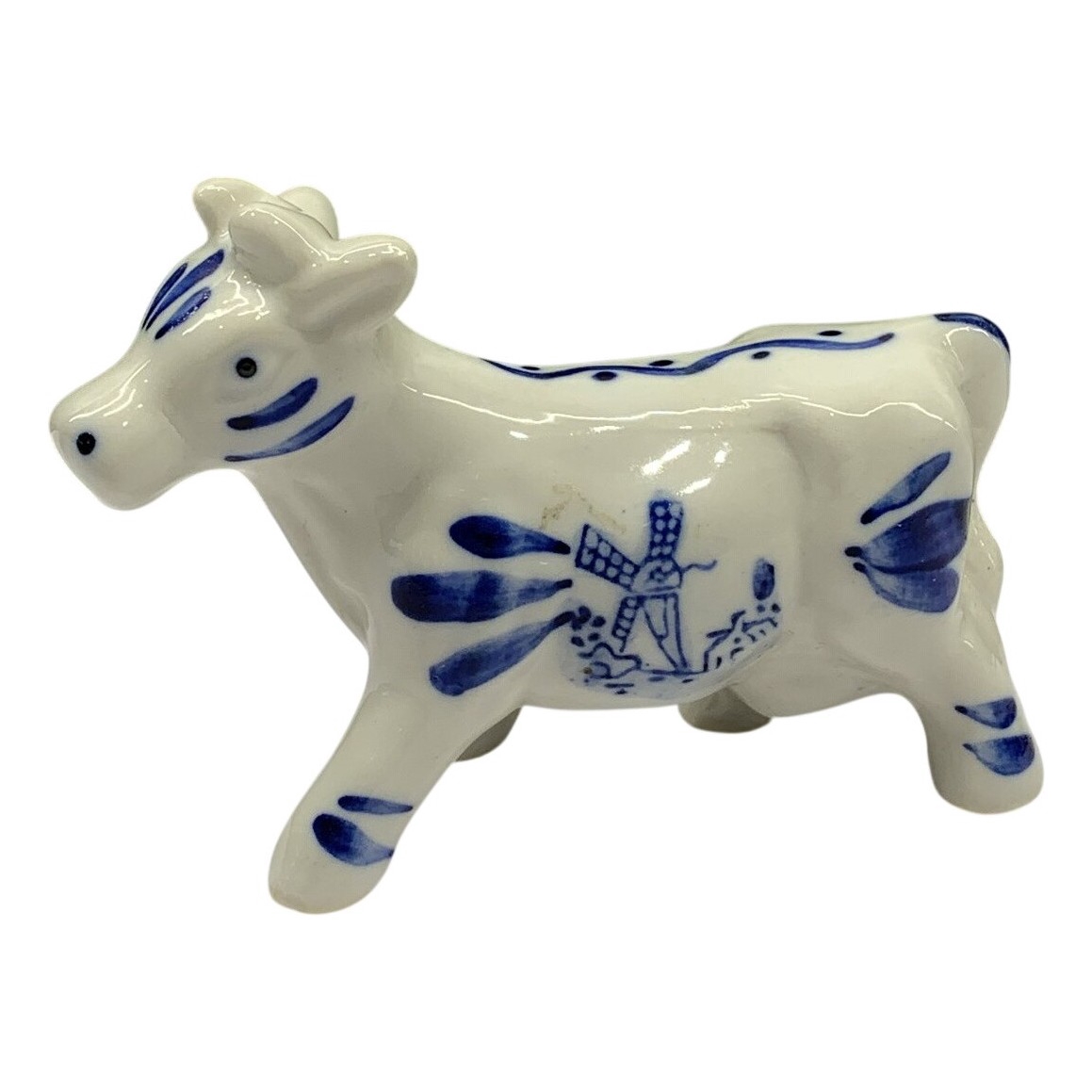 Kossa Porslin Blå Vit Dekor Väderkvarn Vintage Retro Ko