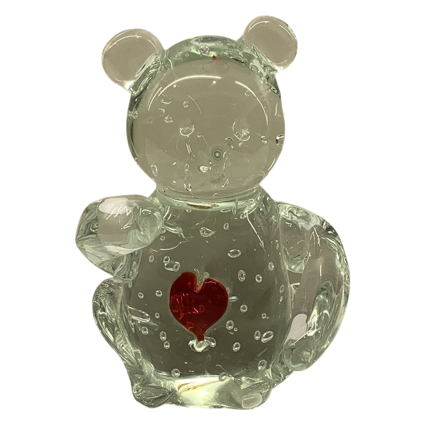 RBA Sweden Glasbjörn Hjärtformad Dekor Skulptur Glasbjörn Pappersvikt Konstglas