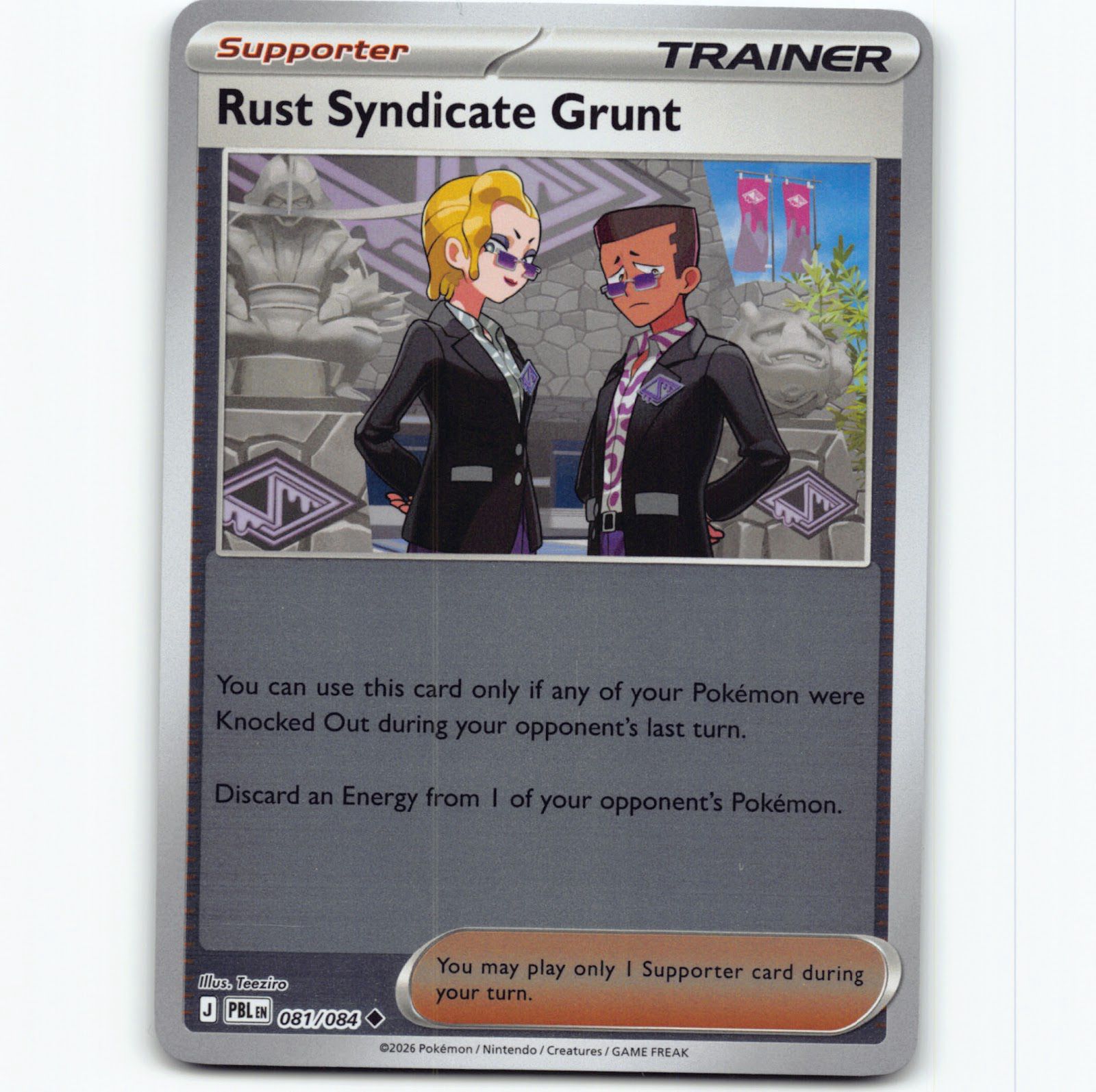 Pokémon Rust Syndicate Grunt PBL EN 081/084 Reverse Holo Pokemon Kort Pitch Black Mega Evolution