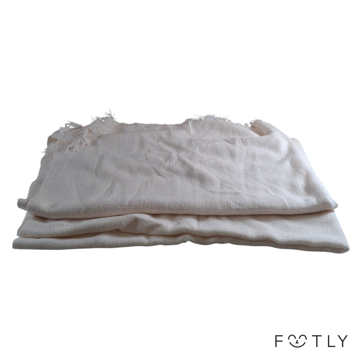 2 st Plädar Offwhite Fransar Filt Bomull 170x130cm Soffpläd Kastfilt