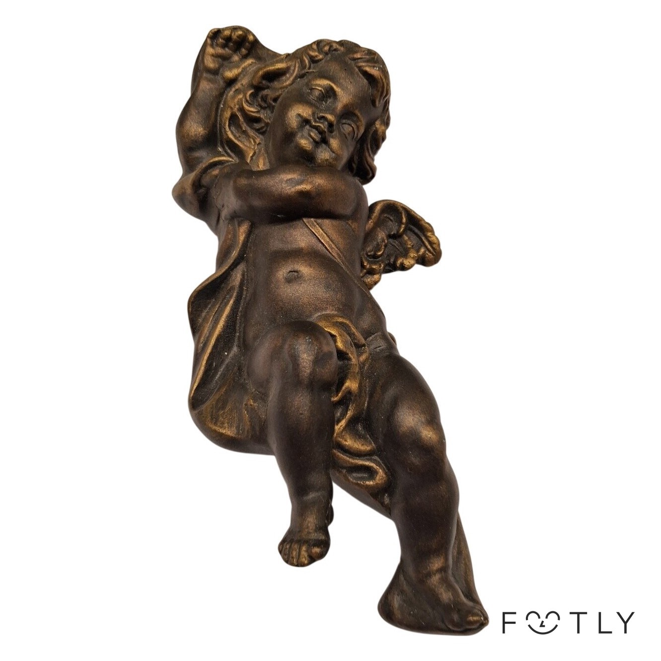 Ängel Prydnad Vintage Bronsfärgad Cherubin Skulptur Putto