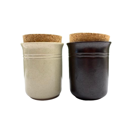Höganäs Keramik 2 st Burkar Korklock Beige Brun