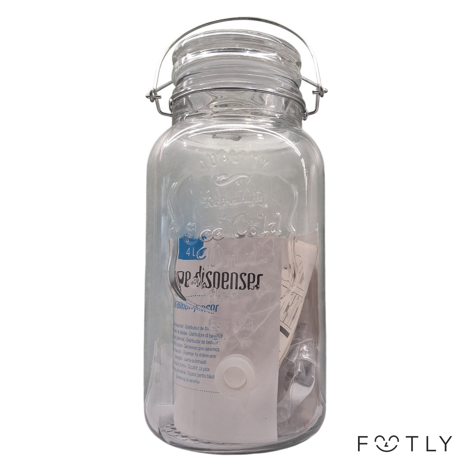 Dryckesdispenser 4L Glas Behållare Med Kran Transparent Burk Drink Dispenser